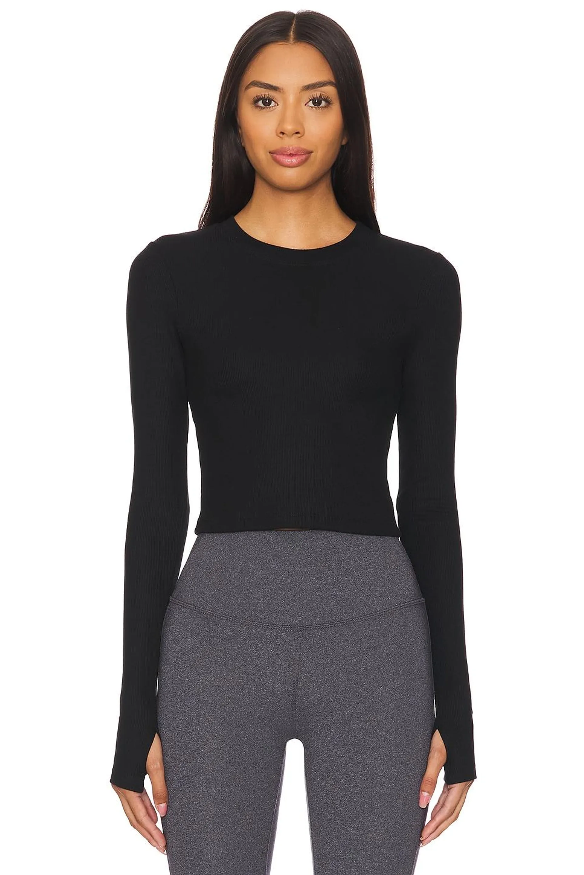 Louise Rib Long Sleeve Crop Top