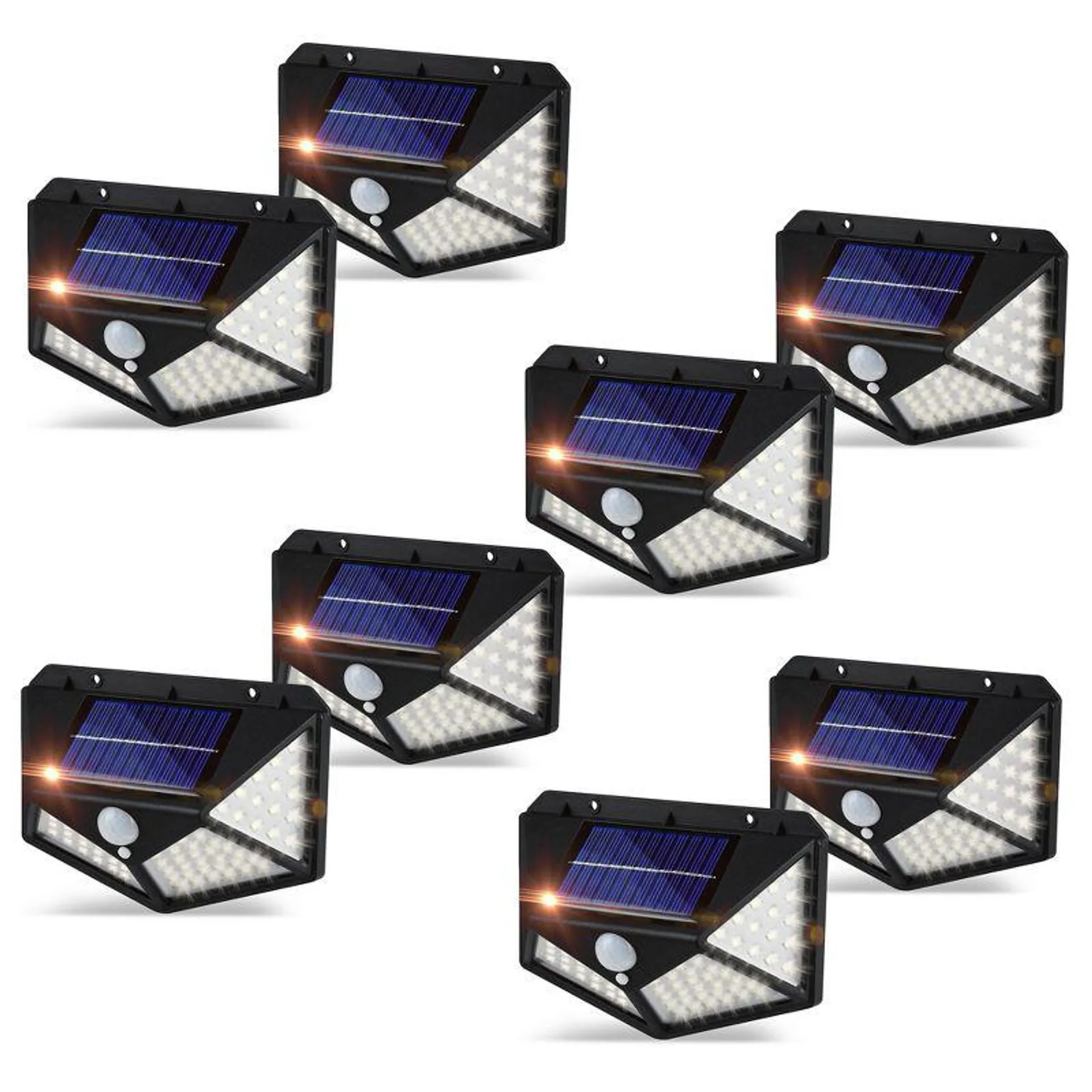 Dartwood Outdoor Solar Lights with Motion Sensor - 100 LED 450 Lumens Bright Weatherproof Wall Spotlight for Gardens Porches Walkways Patio (4-8 Pack)