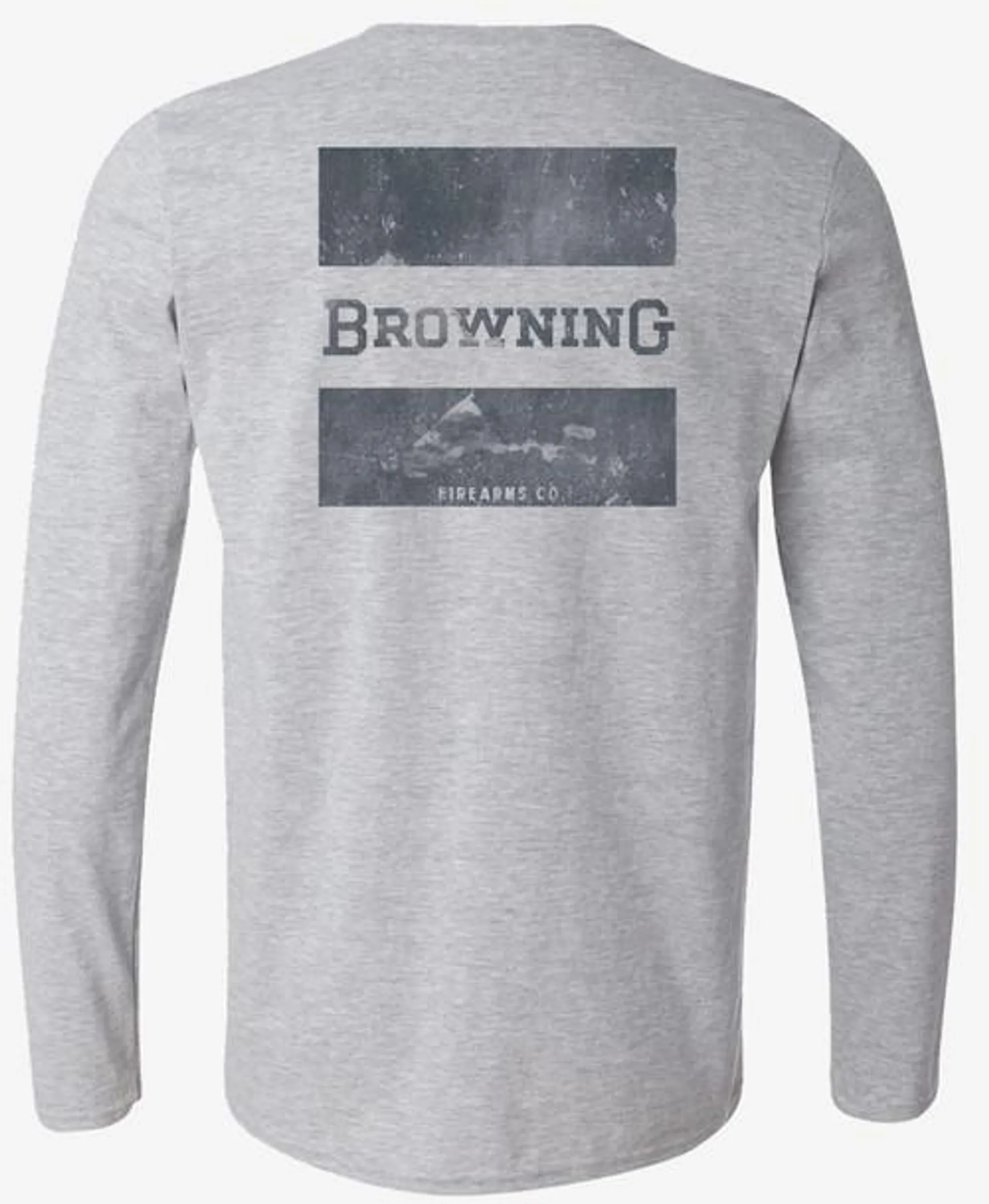 Browning Mens Heather Grey Box Firearms Co. Long Sleeve T-Shirt