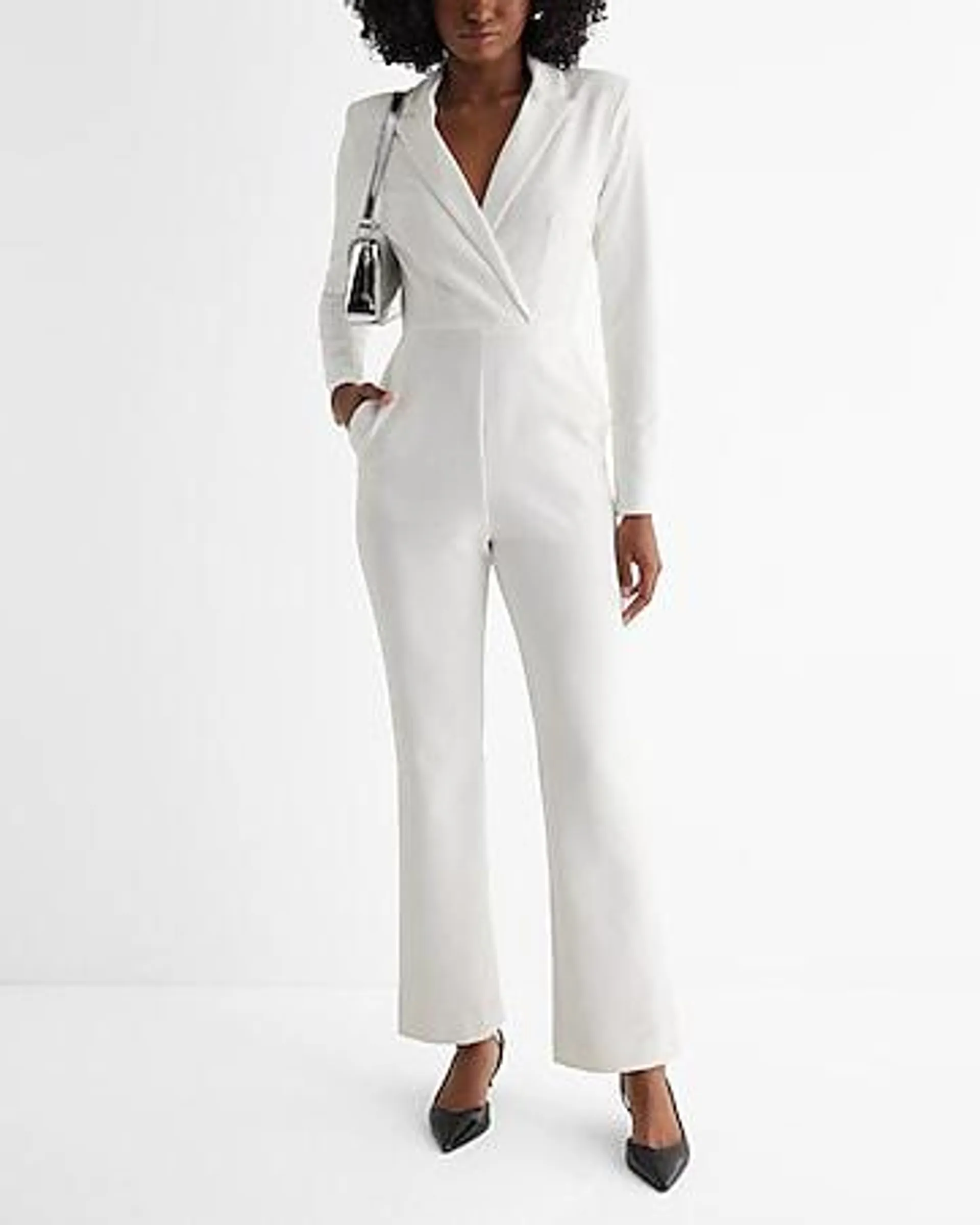 Twill Long Sleeve Blazer Jumpsuit