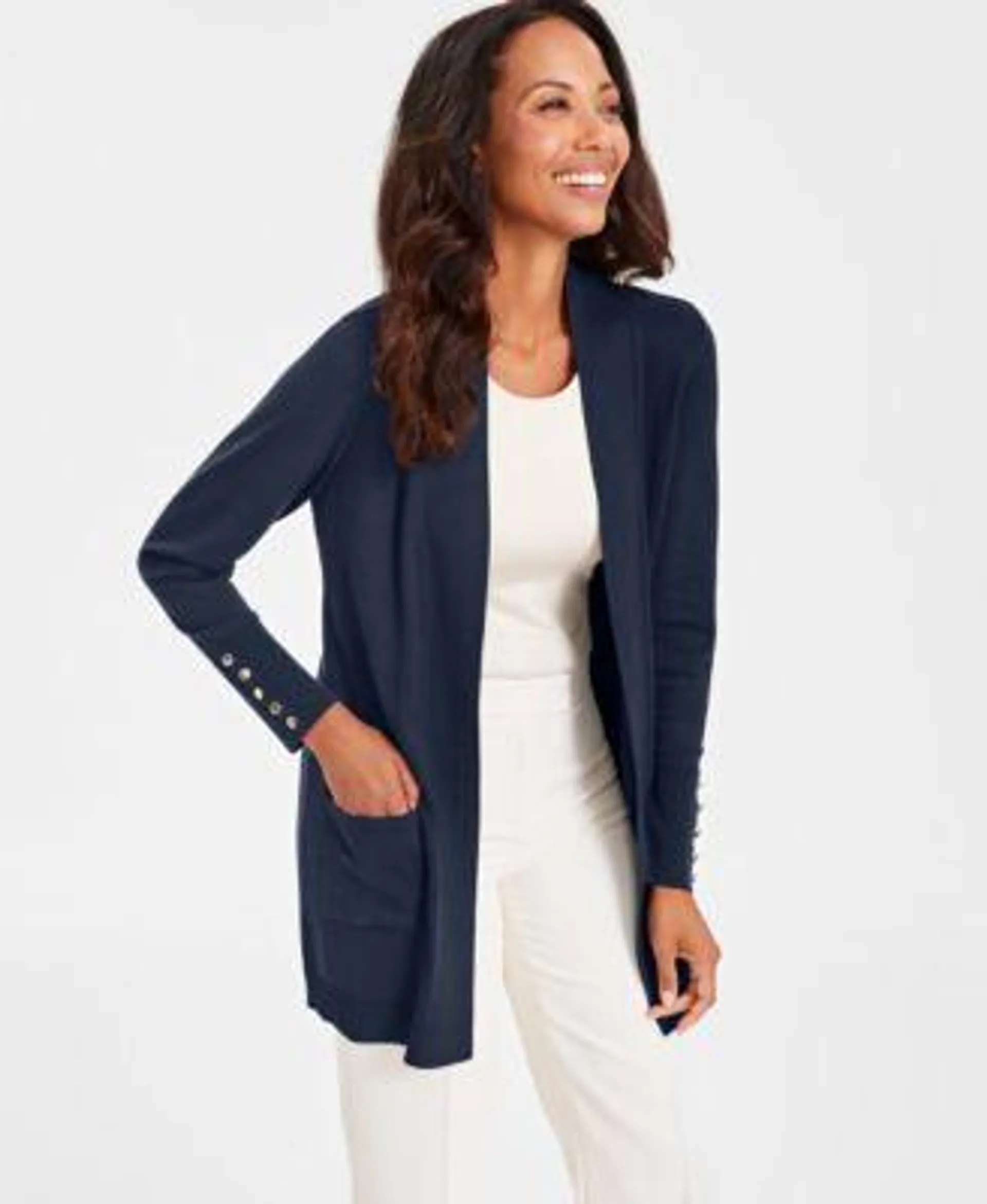 Women's Button-Sleeve Flyaway Cardigan, XS-4X, Created for Macy's