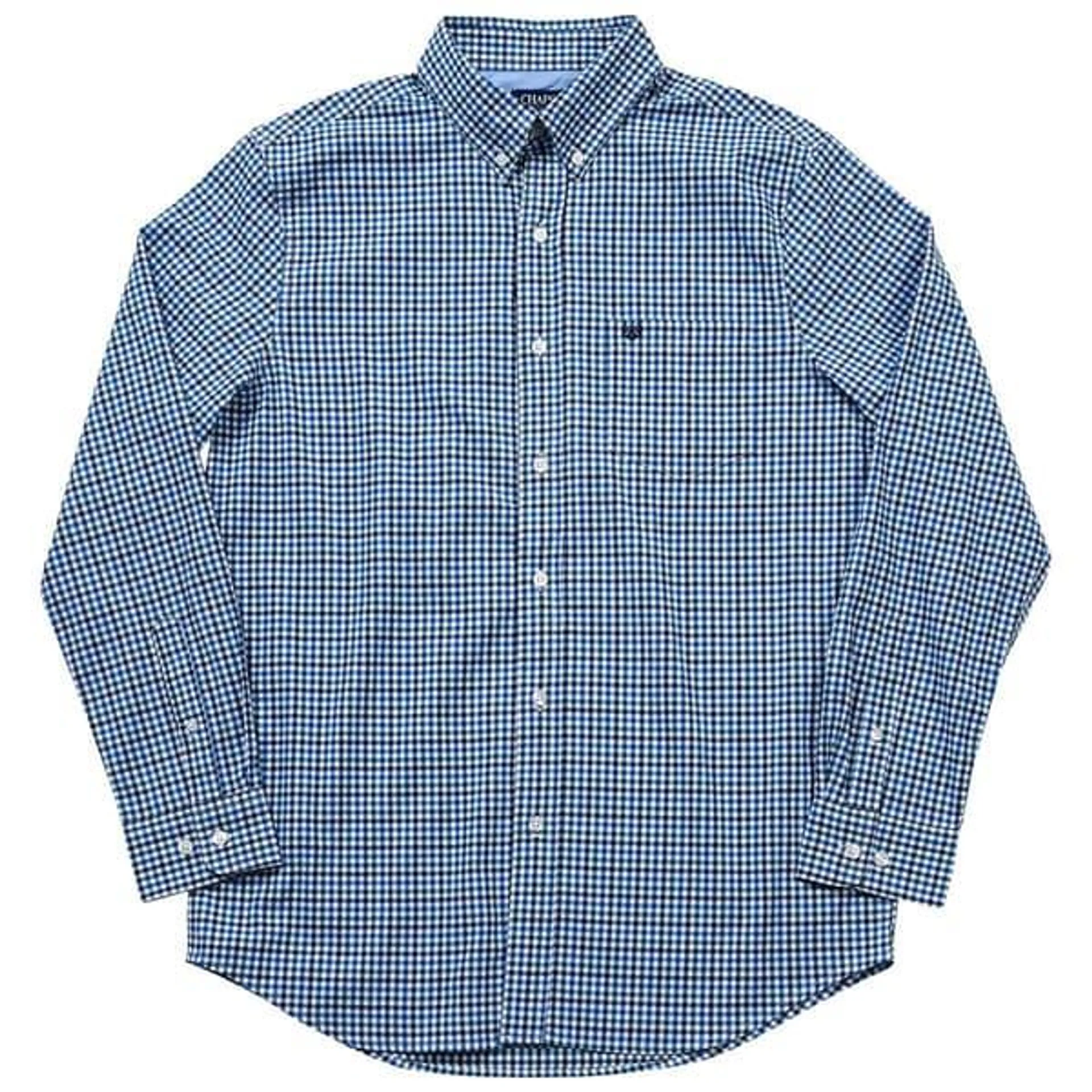 Mens Chaps Long Sleeve Gingham Button Down Shirt - Sea Blue