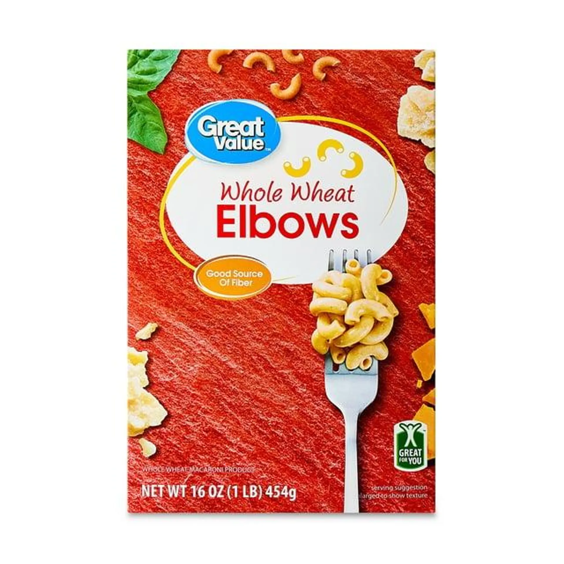 Great Value Whole Wheat Elbows Pasta, 16 oz