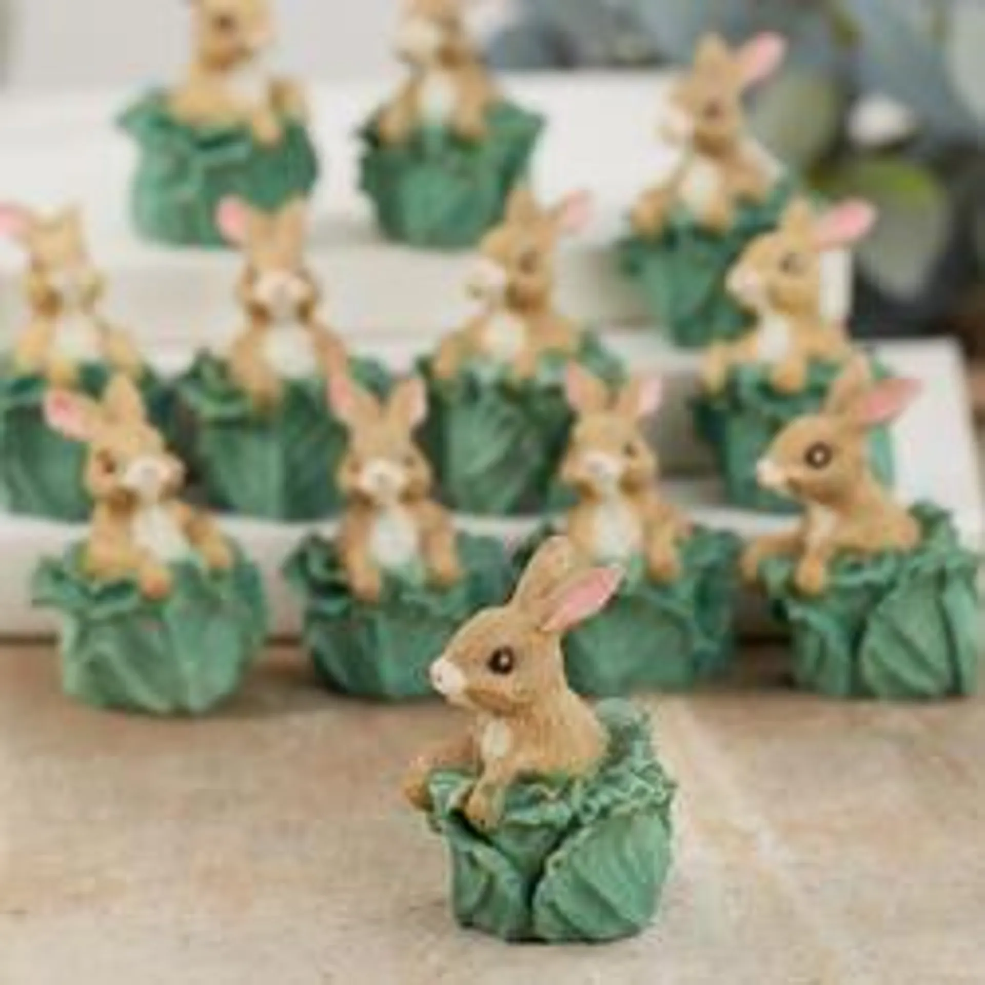 Miniature Bunny in Cabbage Figurines (Package of 12 pieces)