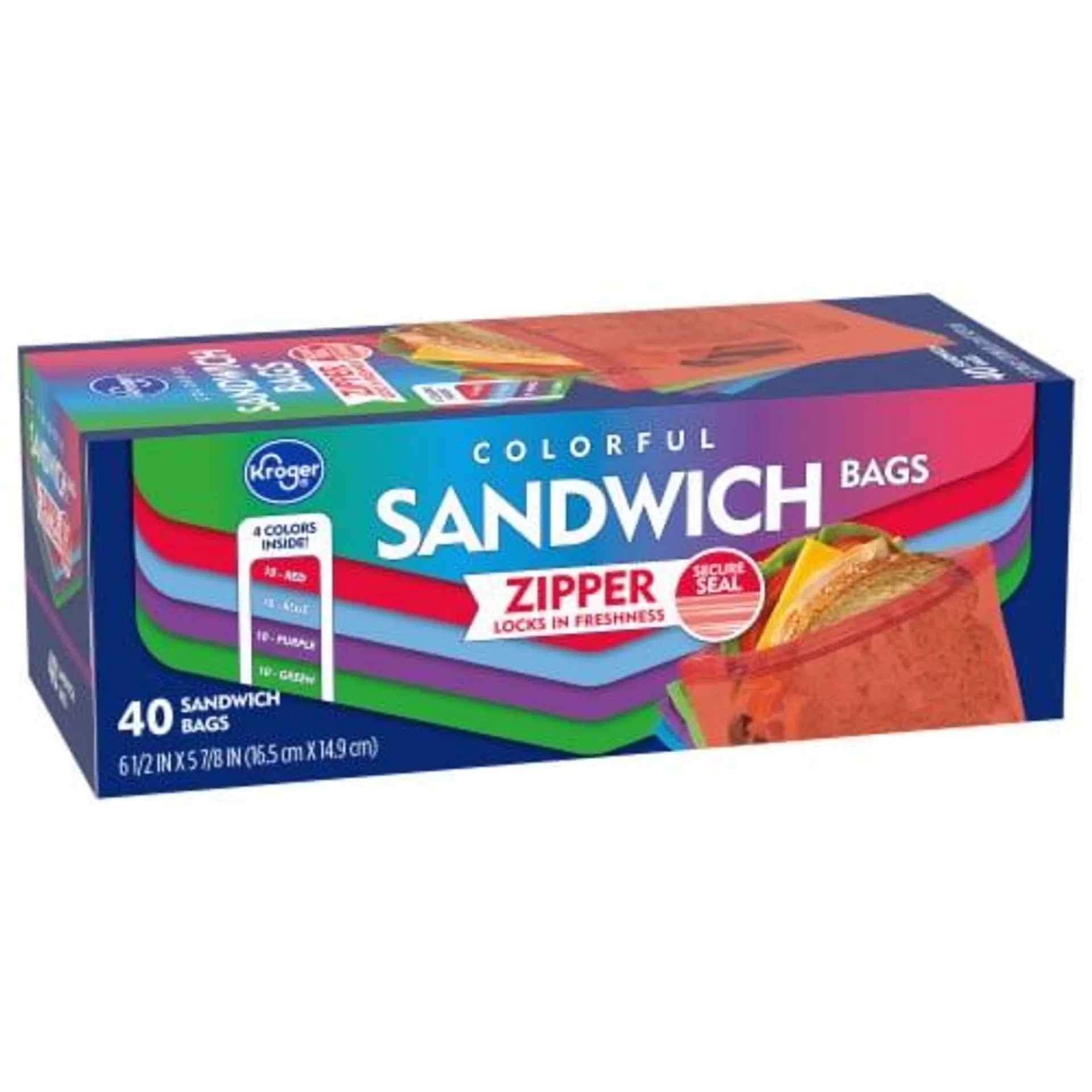 Kroger® Reclosable Colorful Assorted Sandwich Bags 40 Count