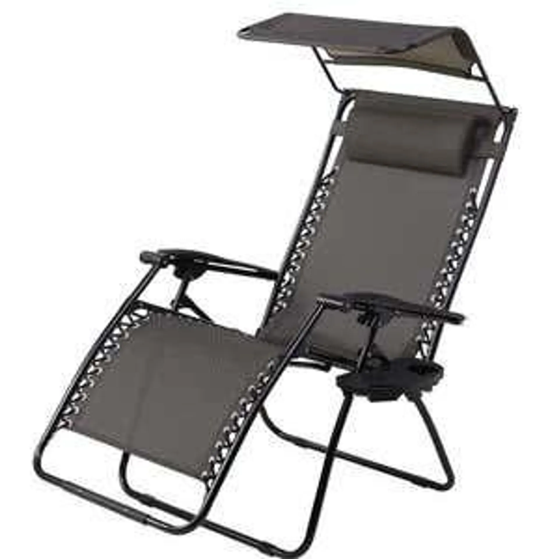 Deluxe Zero Gravity Chair With Awning, Table And Drink Holder