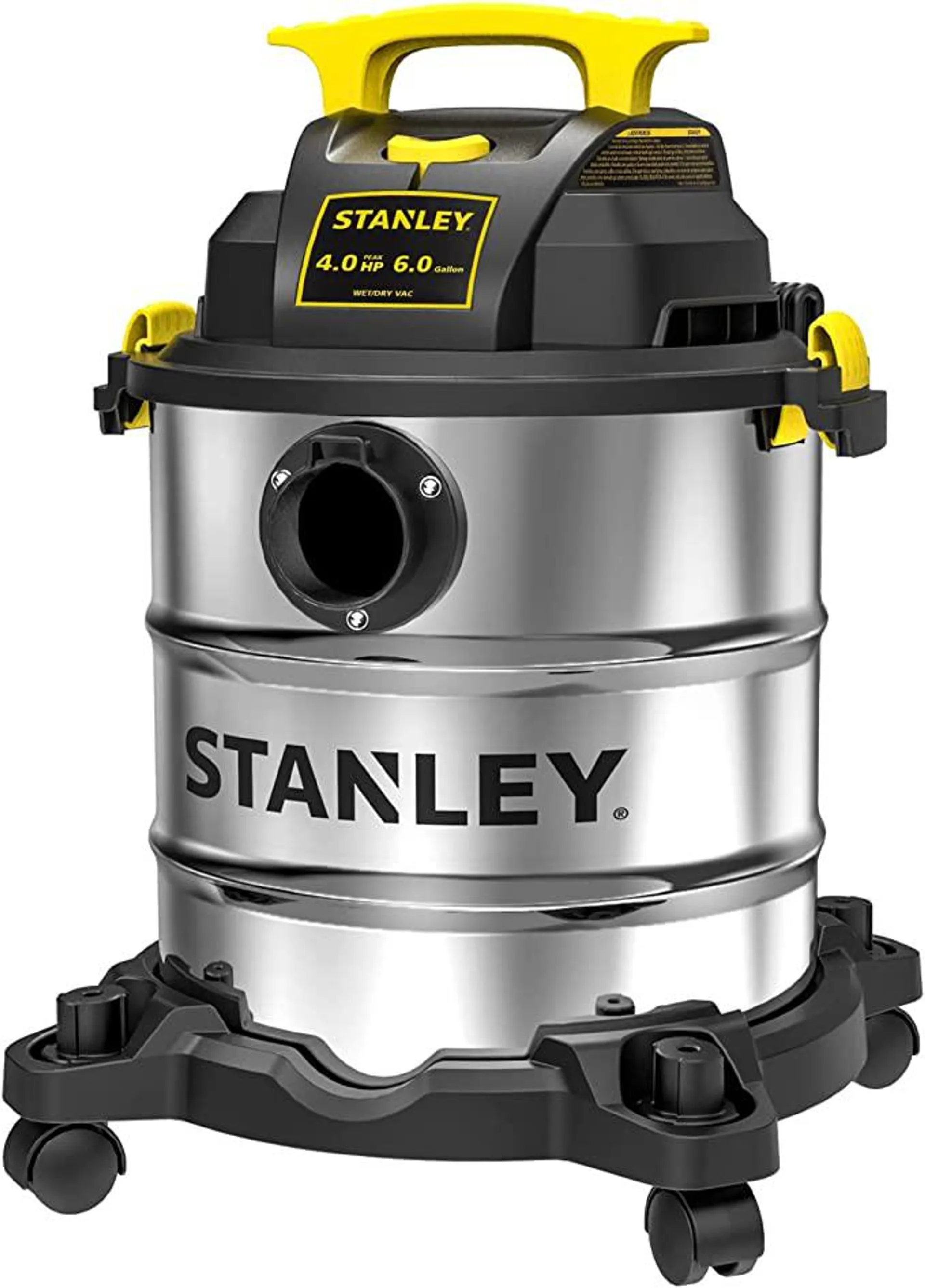 Stanley 6 Gallon Wet Dry Vacuum, 4 Peak HP Stainless Steel 3 in 1 Shop Vacuum with Blower, Multifunctional Vacuum Cleaner for Home, Jobsite, Garage, Basement, Model: SL18116