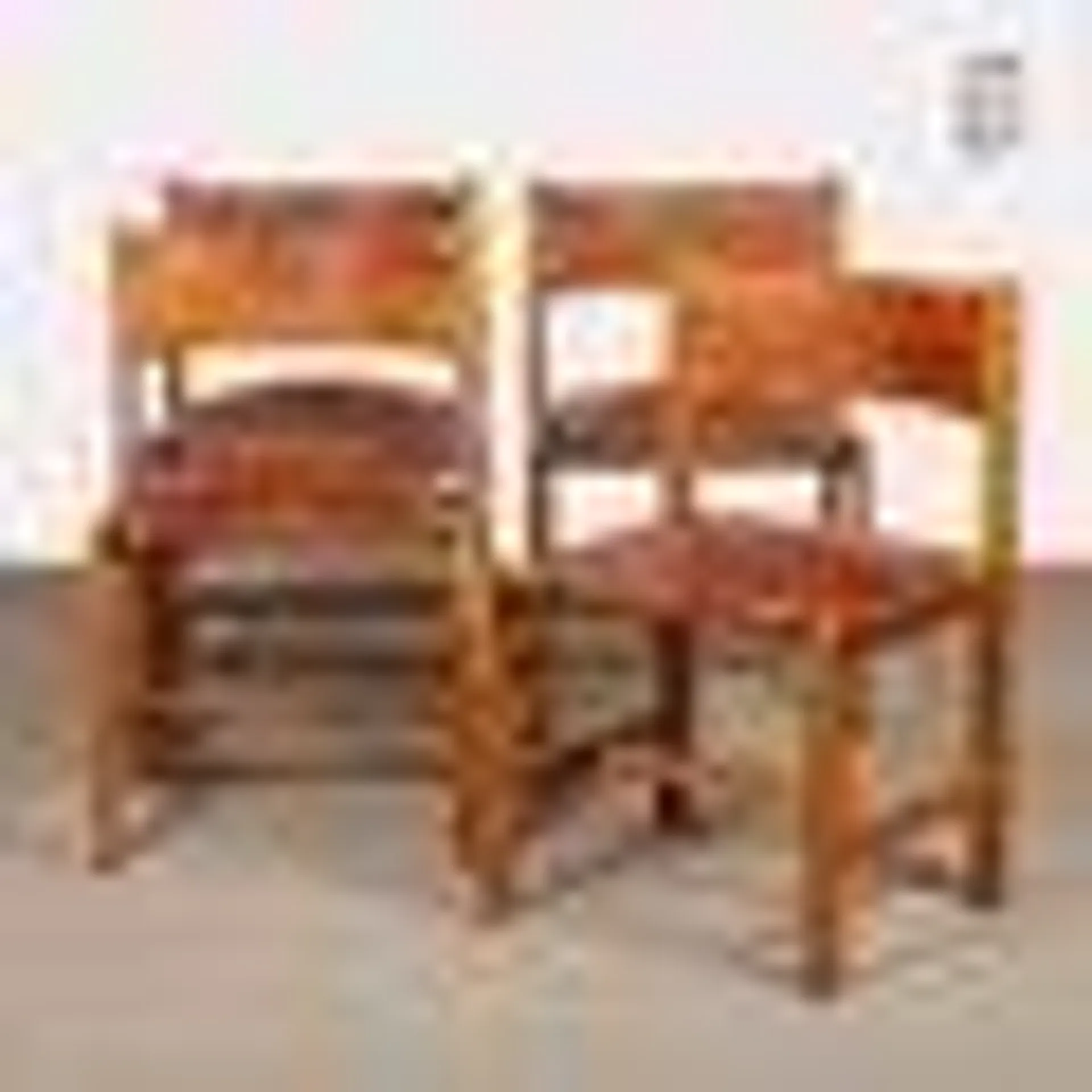 Elm and Leather Chairs from Maison Regain, 1980s, Set of 4