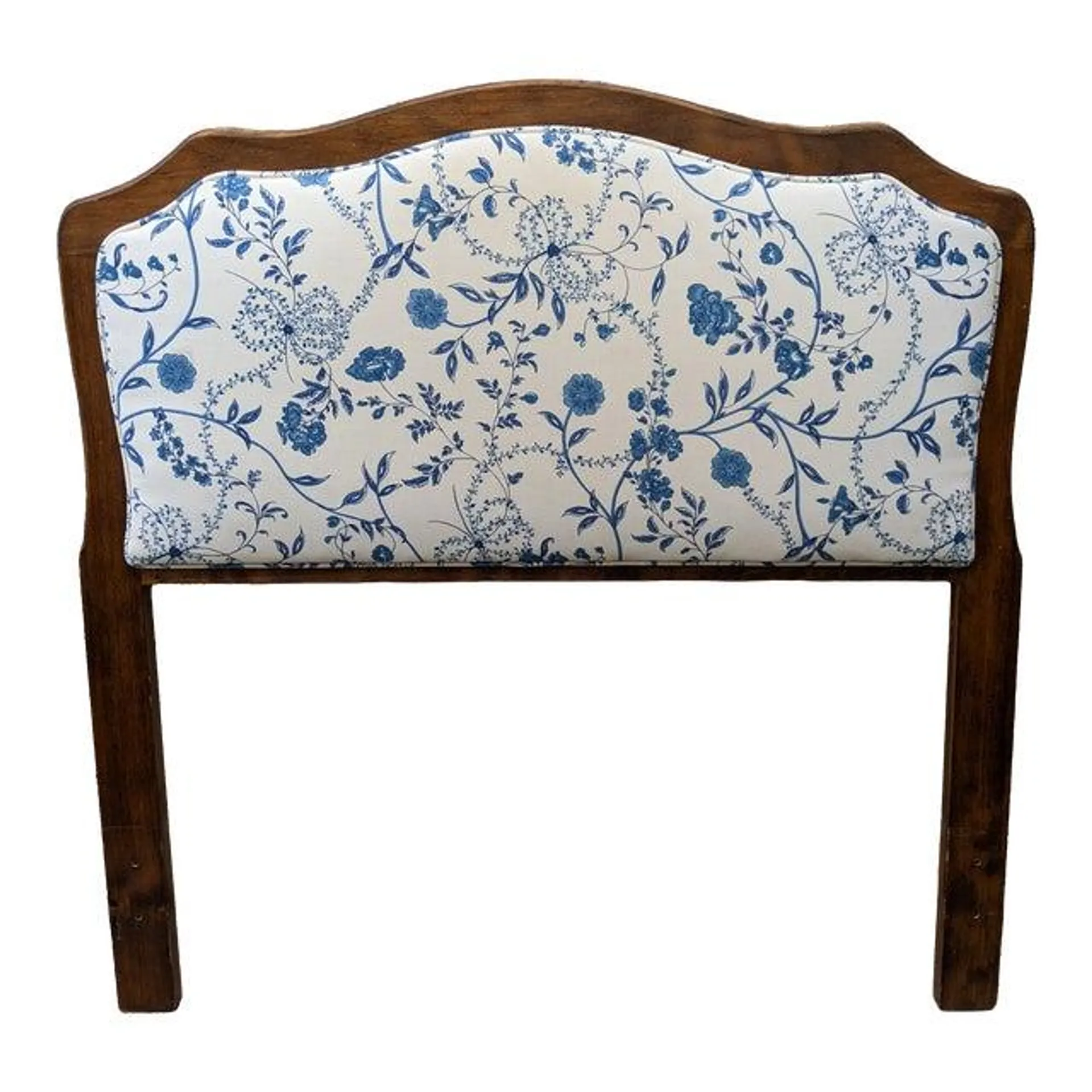 Blue and White Upholstered Twin Headboard