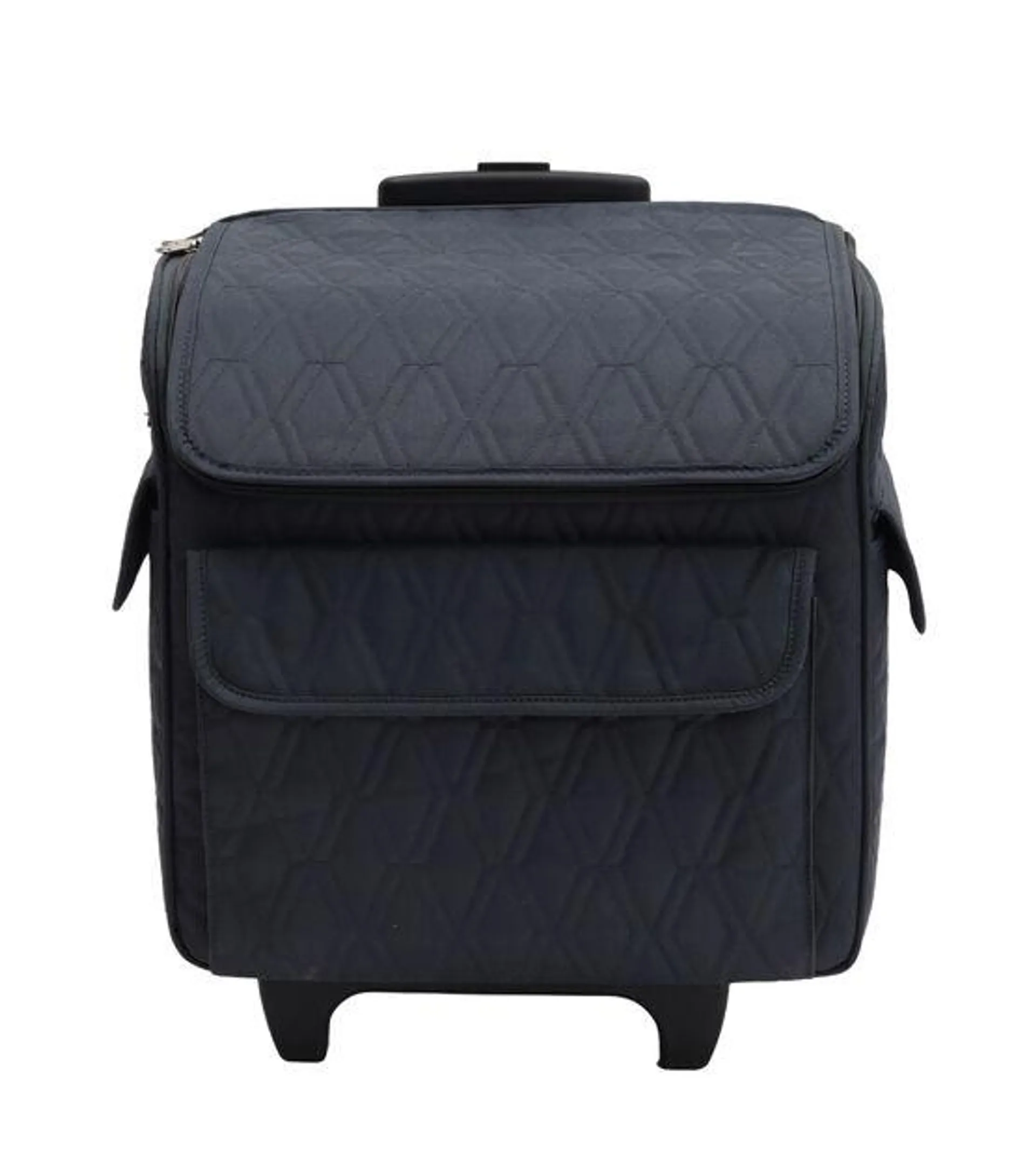 14.5" Black Quilted Polyester Rolling Storage Tote by Top Notch