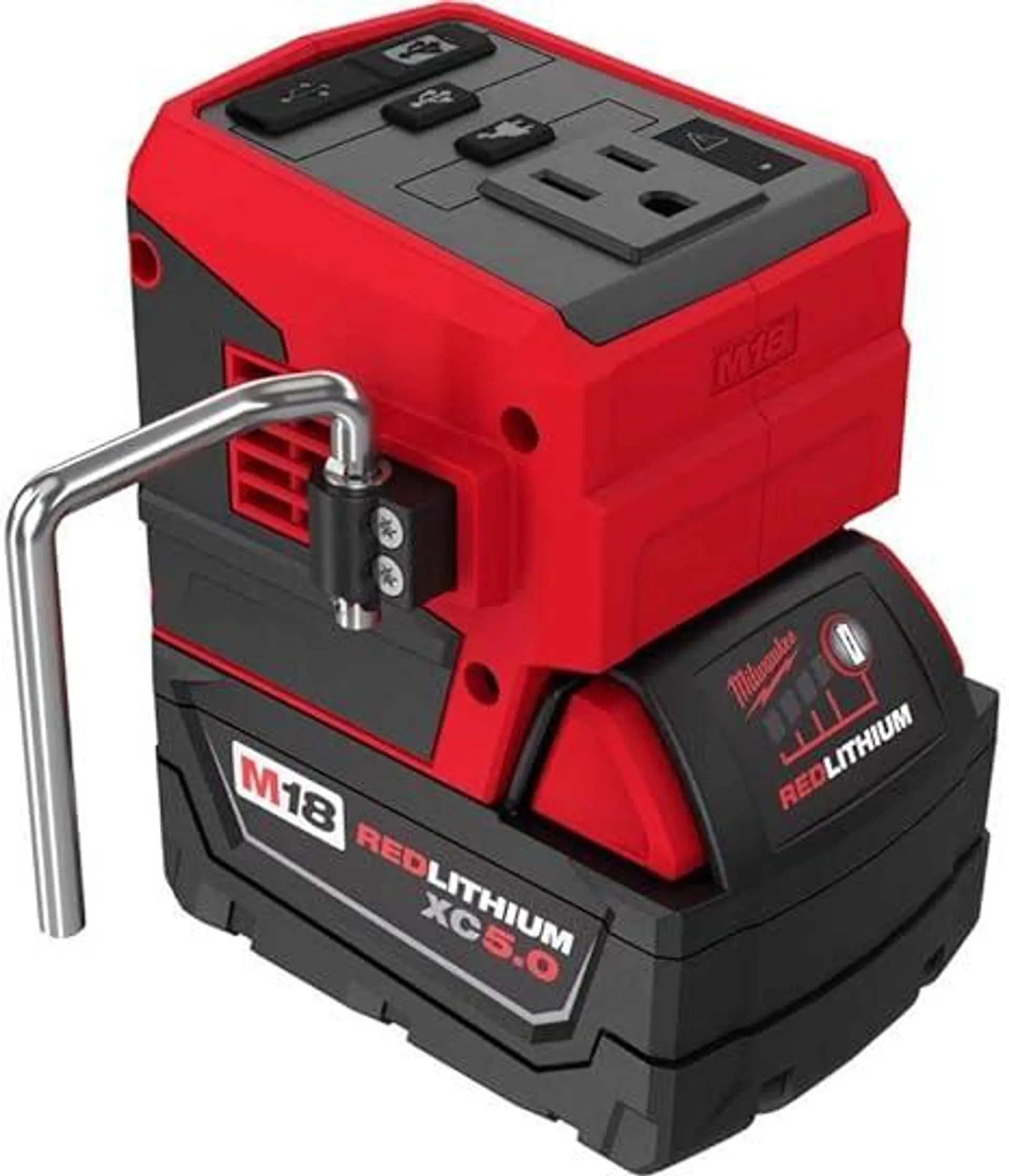 Milwaukee 2846-50 M18 TOP-OFF 175-Watt Cordless Power Supply Inverter with M18 REDLITHIUM XC 5 Ah Lithium-Ion Battery