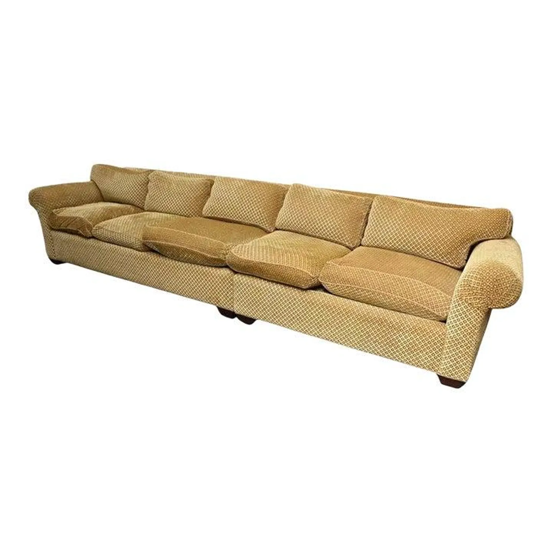 12 Foot Henry House Sofa in Gold and Velvet Fabric