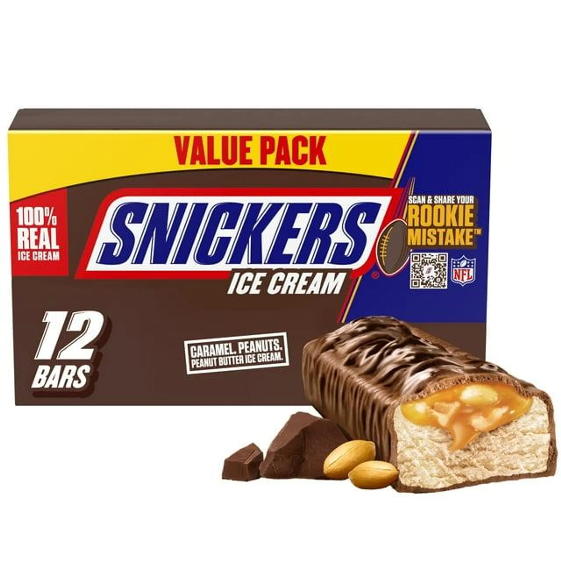 Snickers Creamy Peanut Butter Ice Cream Bars, 24 fl oz, 12 Pack