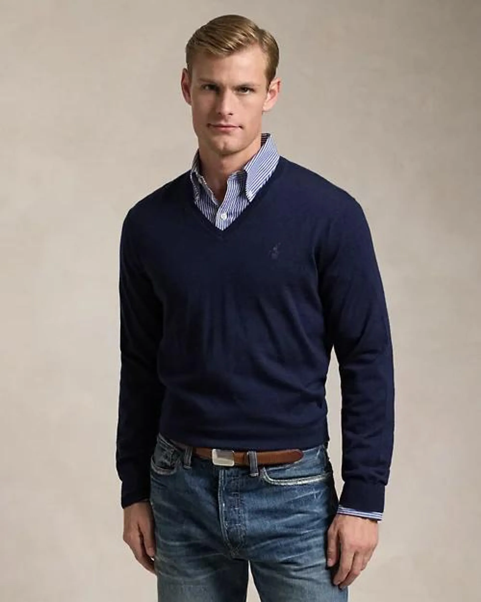 Washable Wool V-Neck Sweater