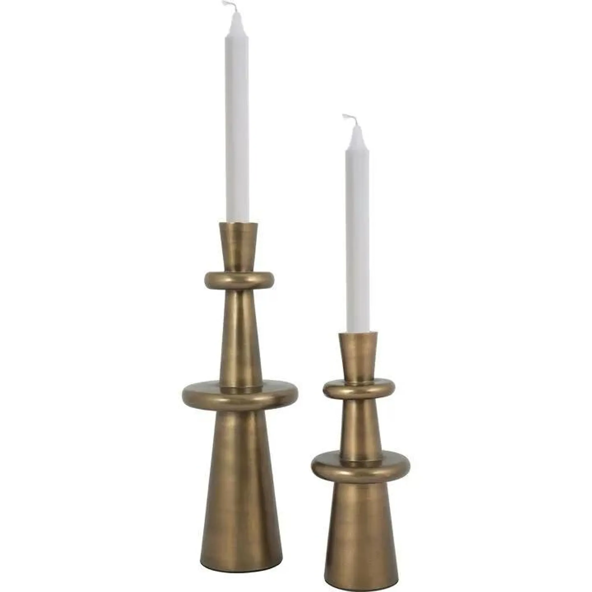Set of 2 Bronze Antique Finish Candle Holders 14"