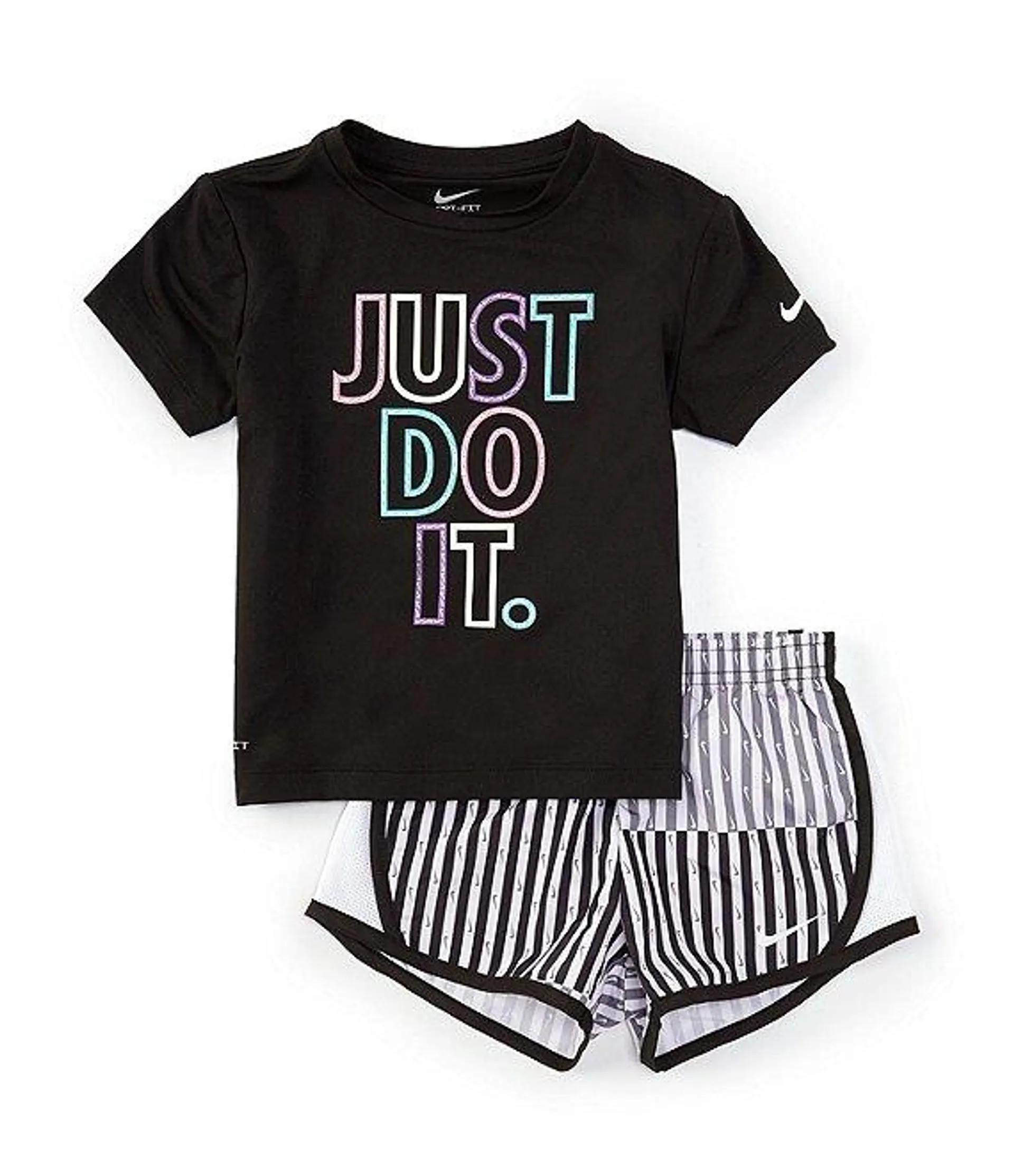 Little Girls 2T-6X Short-Sleeve Just Do It Femme Pop Jersey T-Shirt & Printed Microfiber Tempo Shorts Set