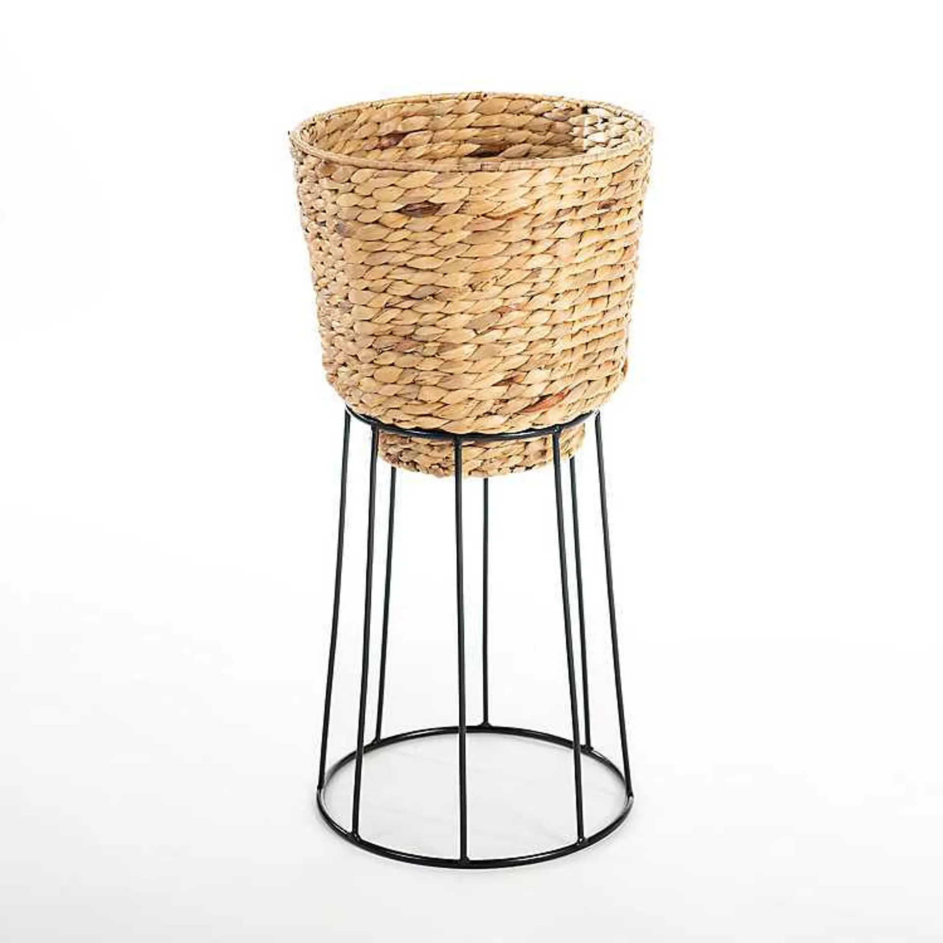 Woven Hyacinth Basket Planter with Stand, 25 in.
