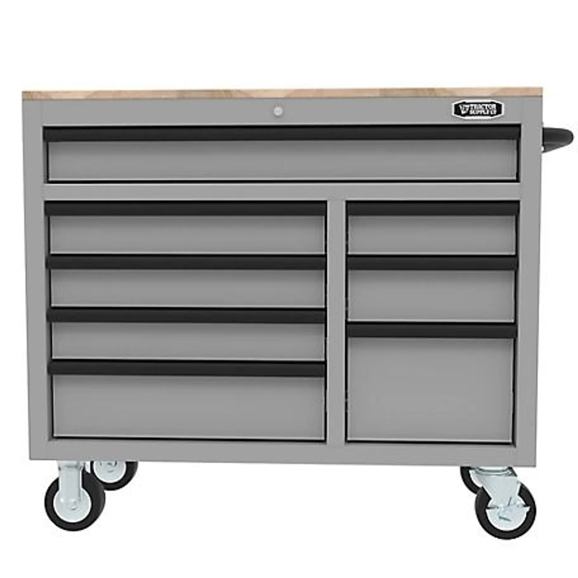 Tractor Supply 8 Drawer Rolling Tool Cabinet with Wood Worktop, Gray