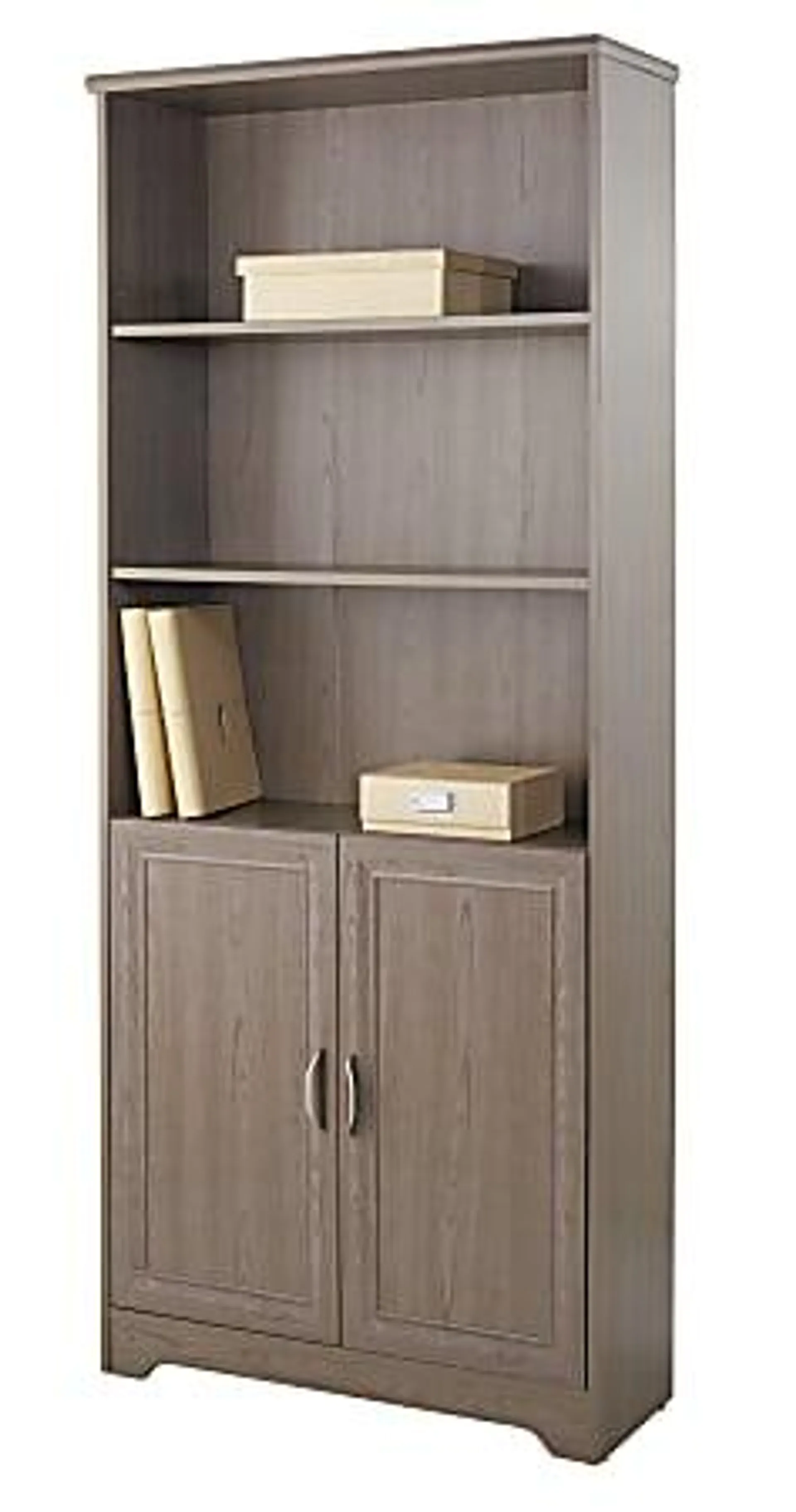 Realspace® Magellan 72"H 5-Shelf Contemporary Bookcase With Doors, Gray/Medium Finish
