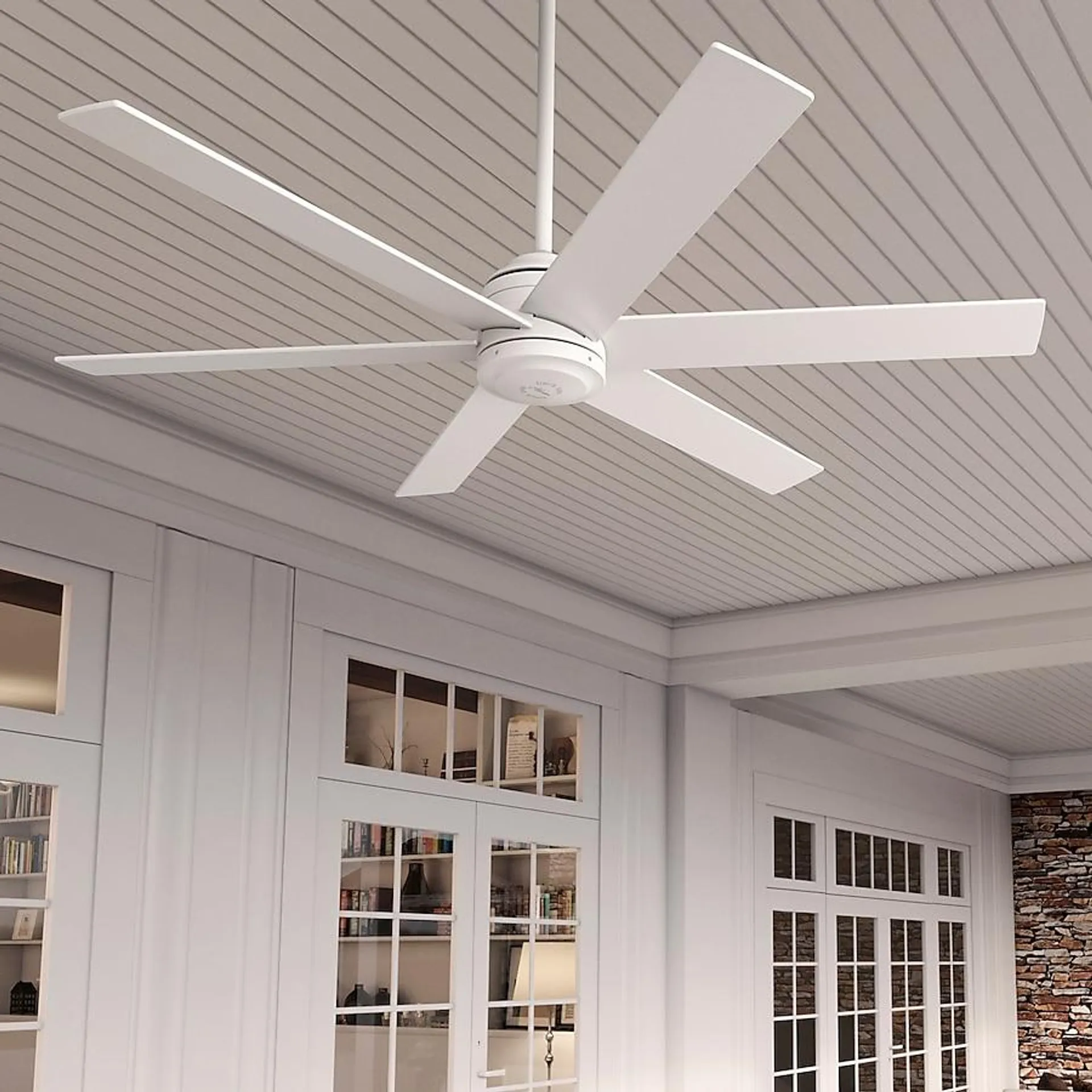 Hunter Lakeway ENERGY STAR 60-in Fresh White with Satin Blades Indoor/Outdoor Ceiling Fan and Remote (6-Blade)