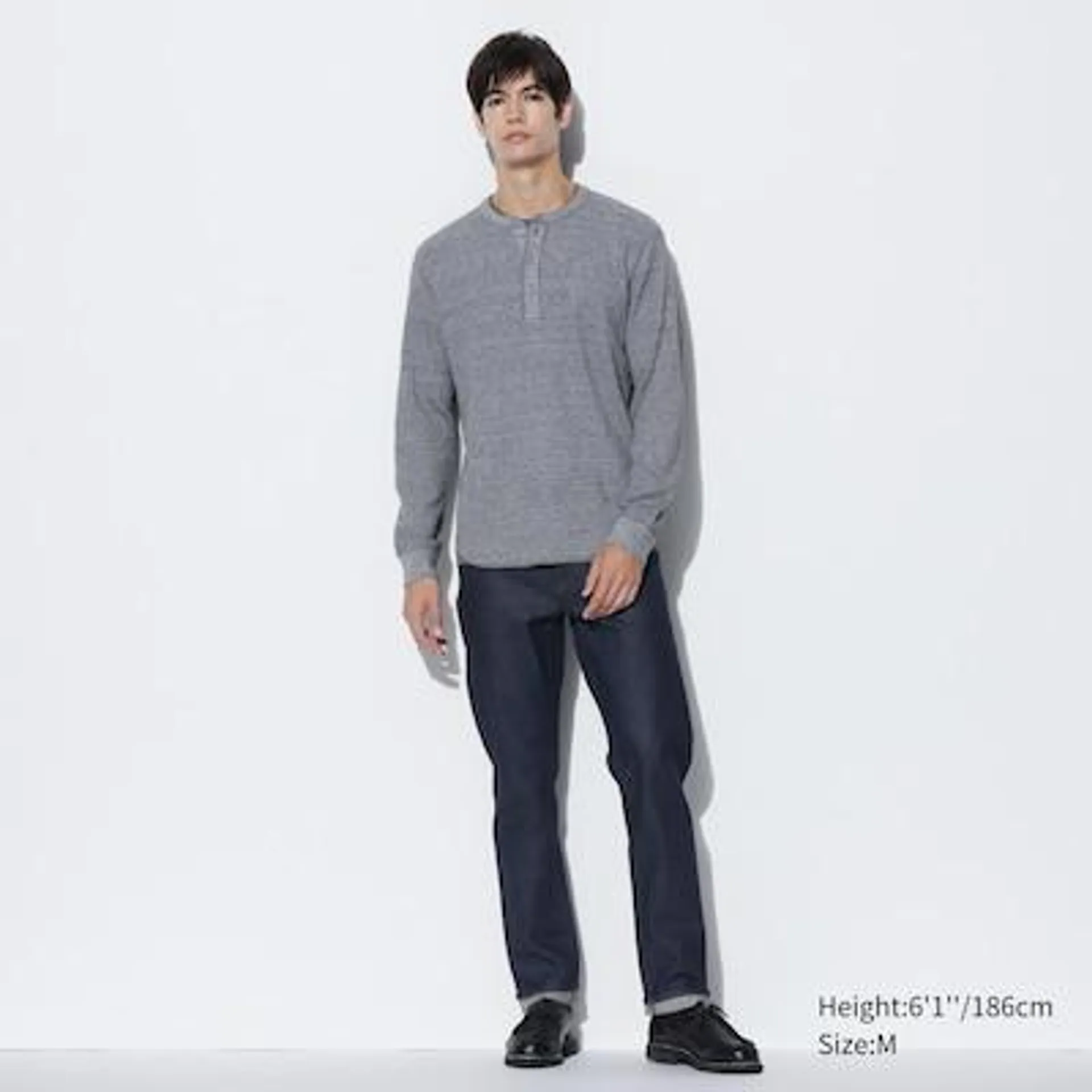 Waffle Henley Neck Long-Sleeve T-Shirt