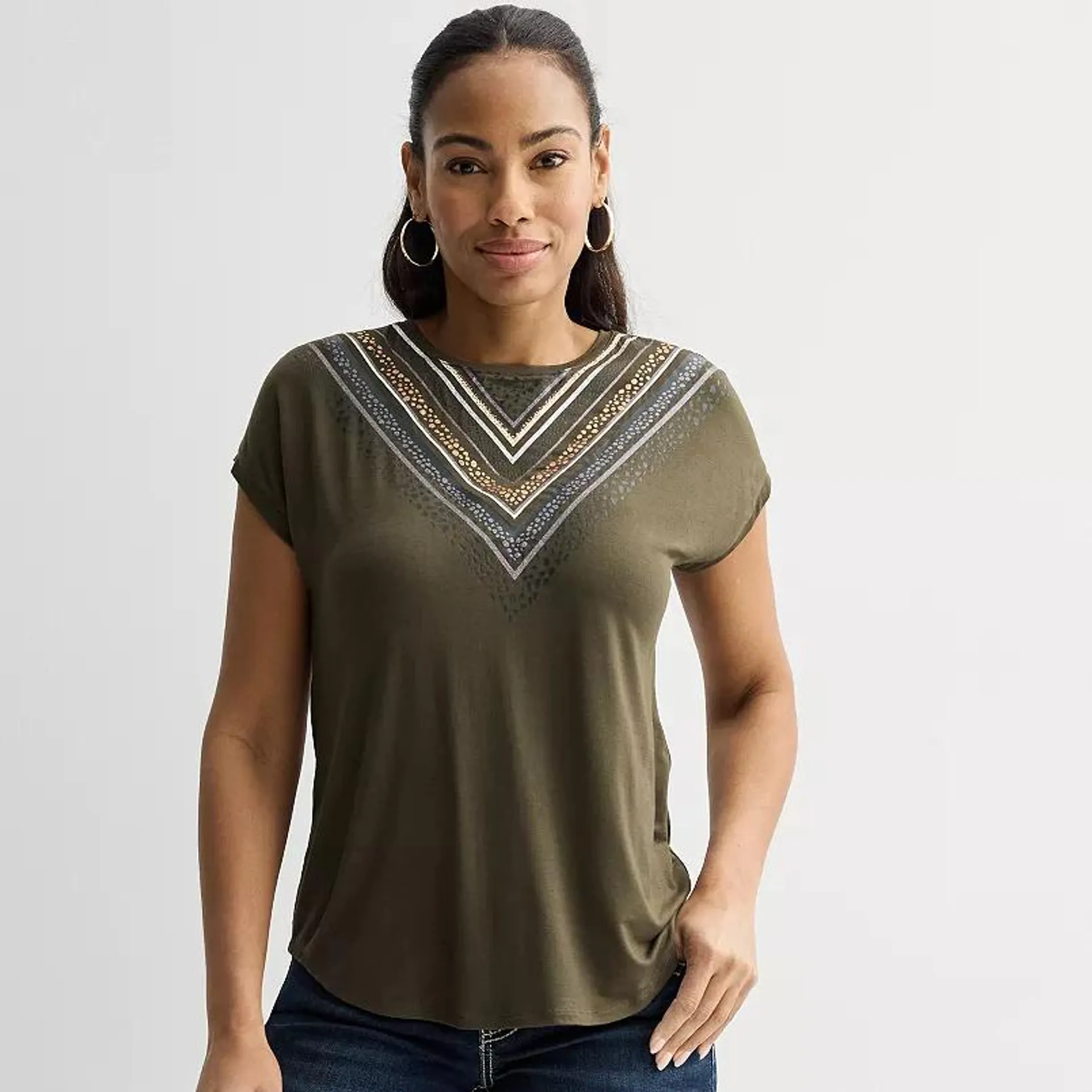 Women's Apt. 9® Short Sleeve Embellished Top