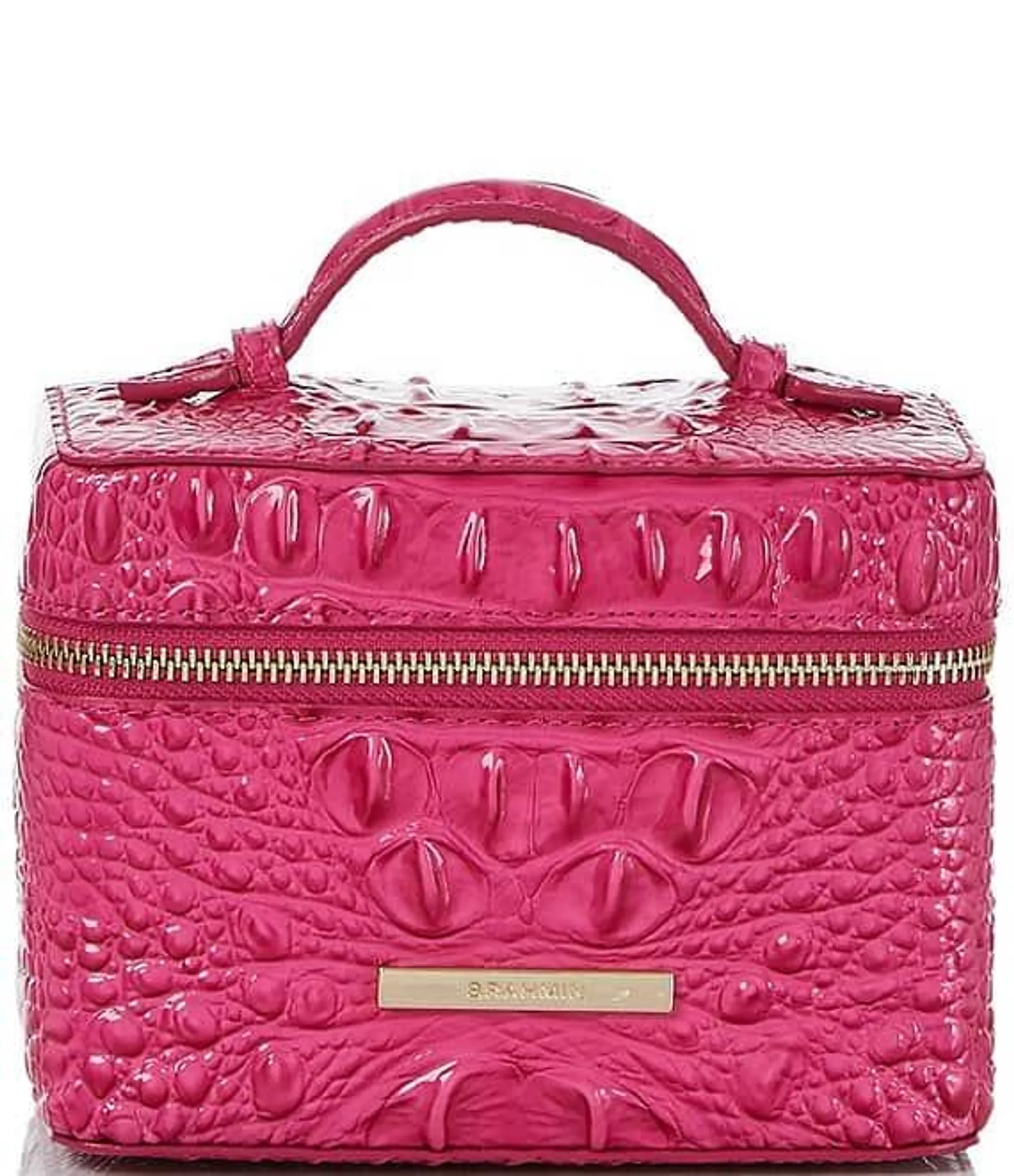 Melbourne Collection Paradise Pink Small Charmaine Travel Leather Makeup Bag