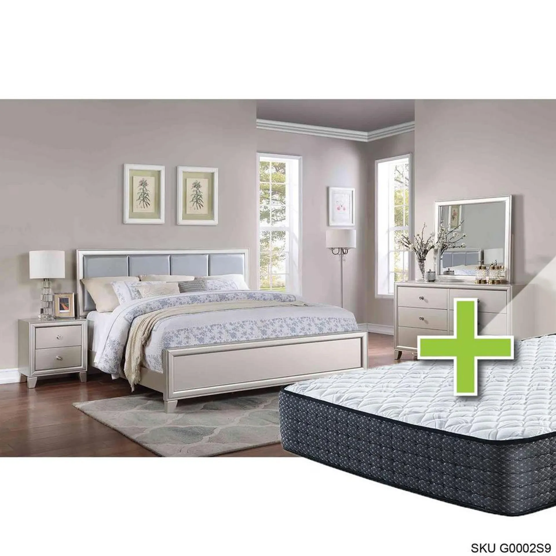 Omni 6 - Piece Queen Bedroom Set w/ 12" Upland Premium Tight Top Firm Memory Foam Mattress, Foundation, & Cases