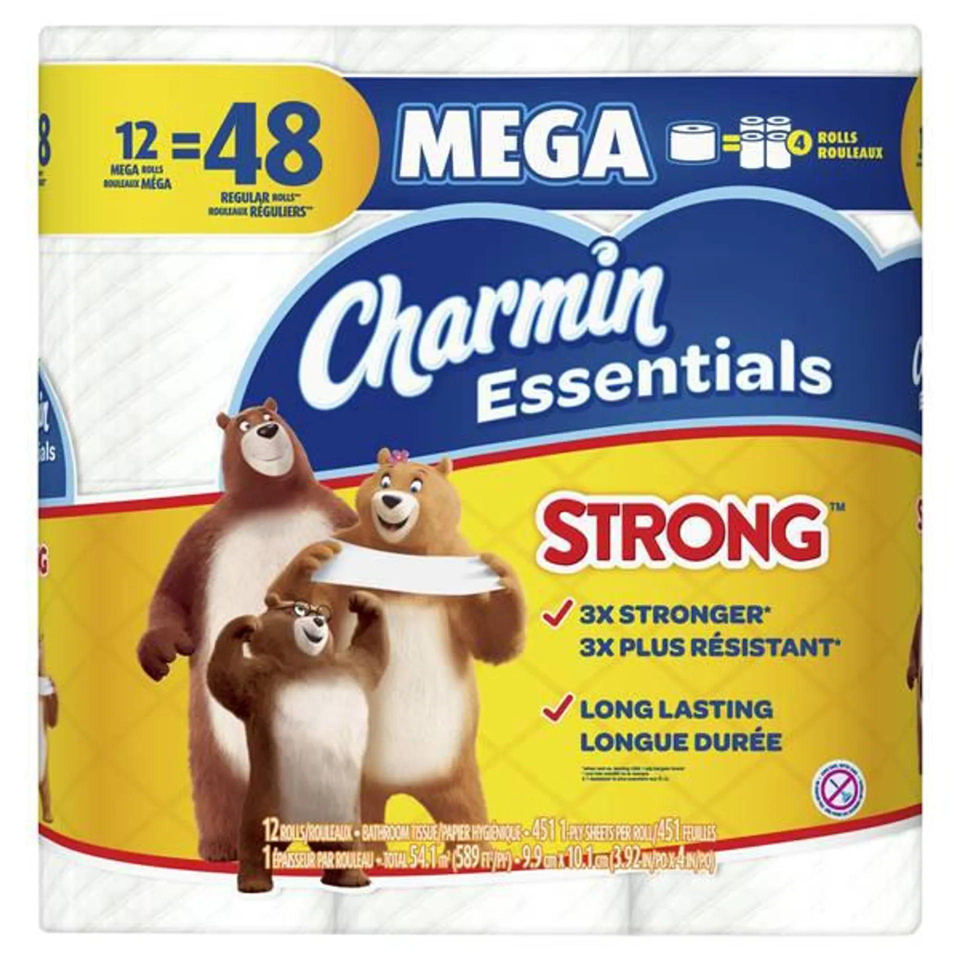 12-Pack Essentials Strong Mega Roll Toilet Paper