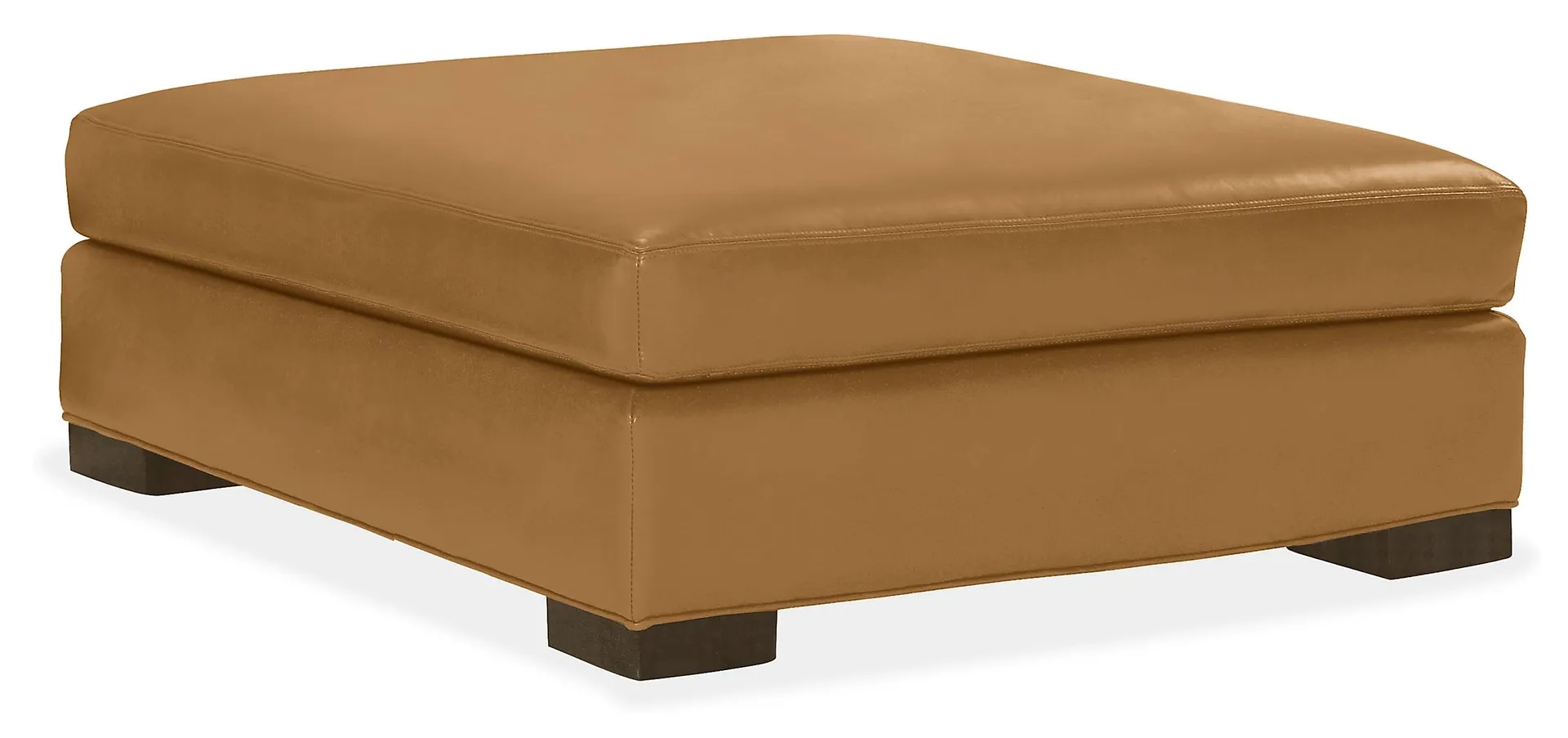 Metro Deep 41w 41d 18h Square Ottoman in Palermo Camel Leather w/Charcoal Legs