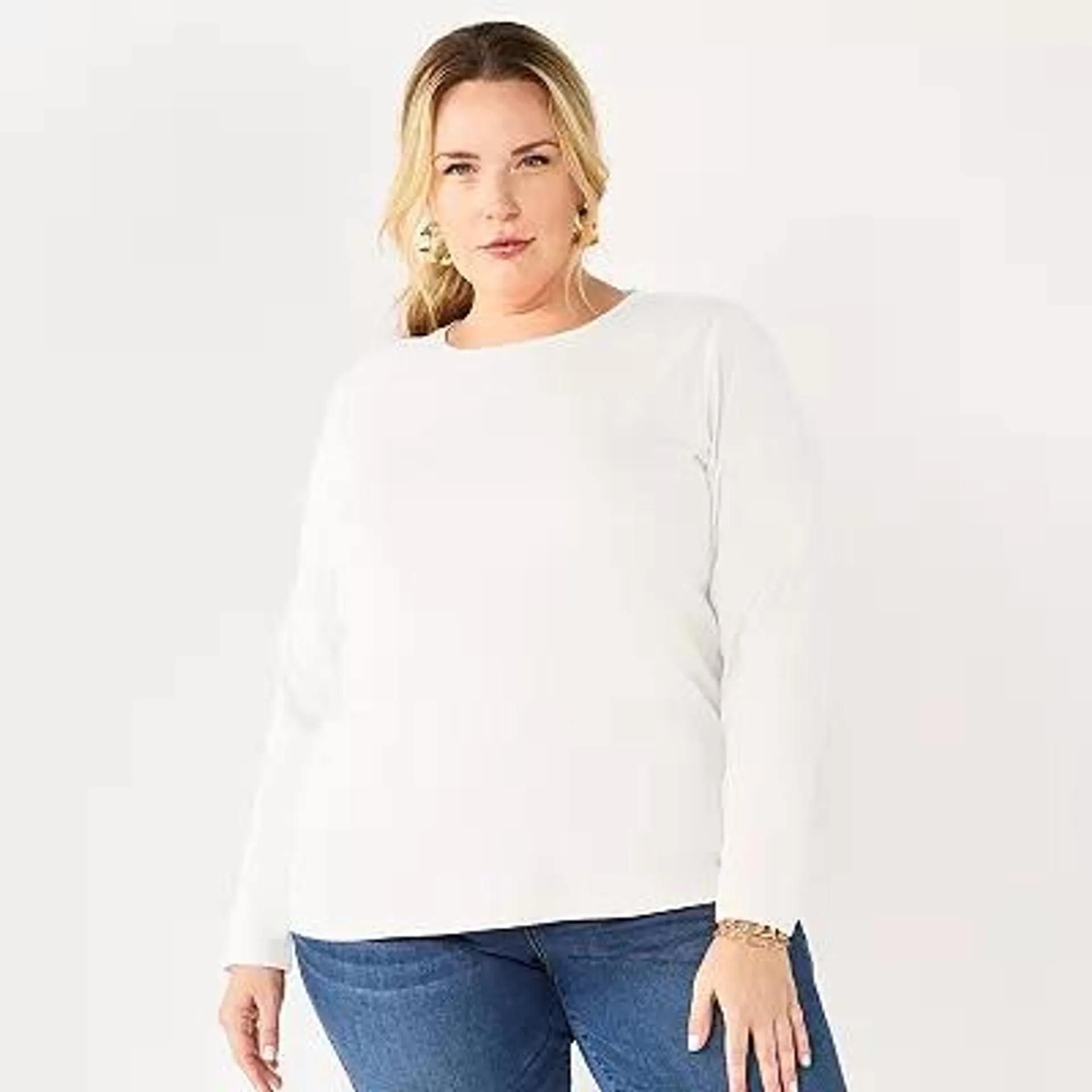 Plus Size Croft & Barrow® Essential Crewneck Long Sleeve Tee