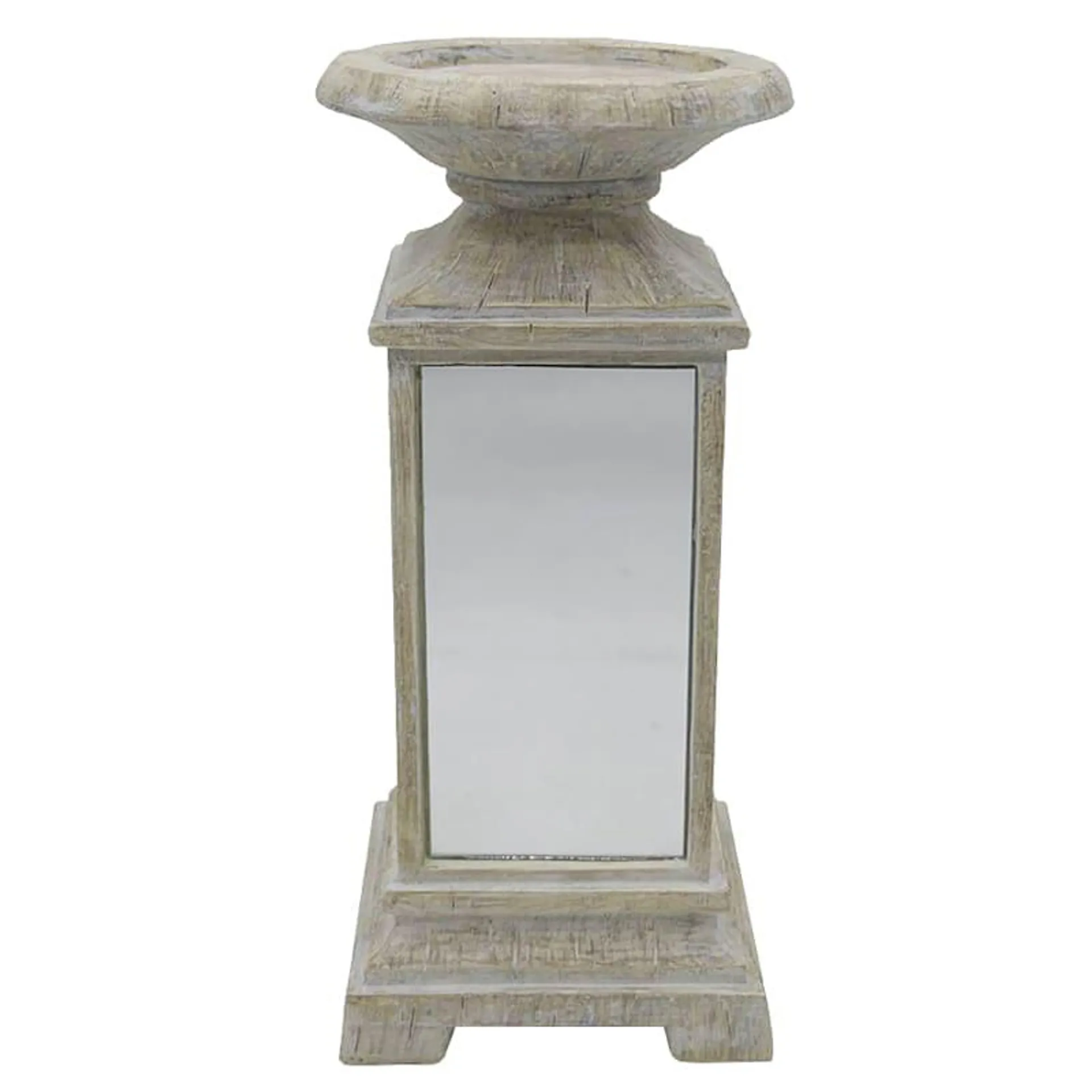 Geometric Mirror Pillar Candle Holder, 10"