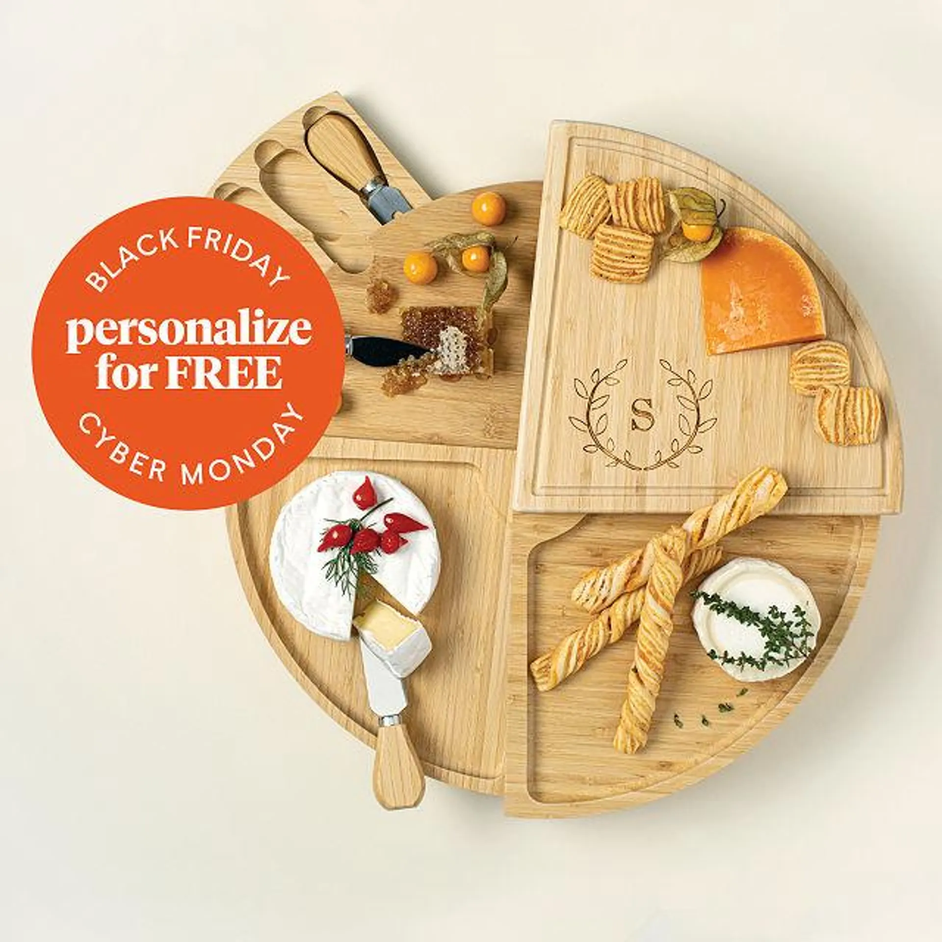 Personalized Compact Swivel Cheese Board