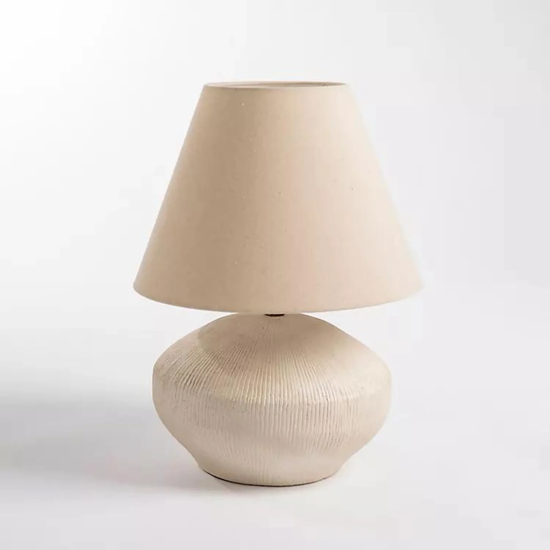 Cream Wide Textured Table Lamp