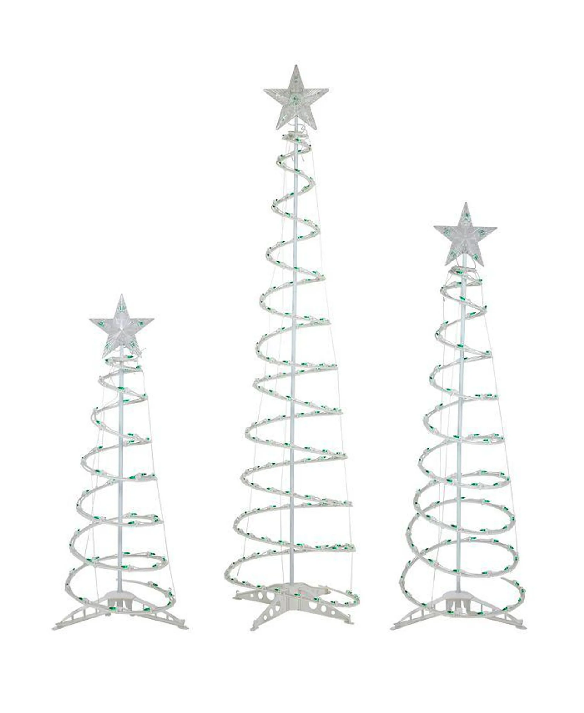 3' 4' and 6' Lighted Spiral Christmas Trees, Set of 3