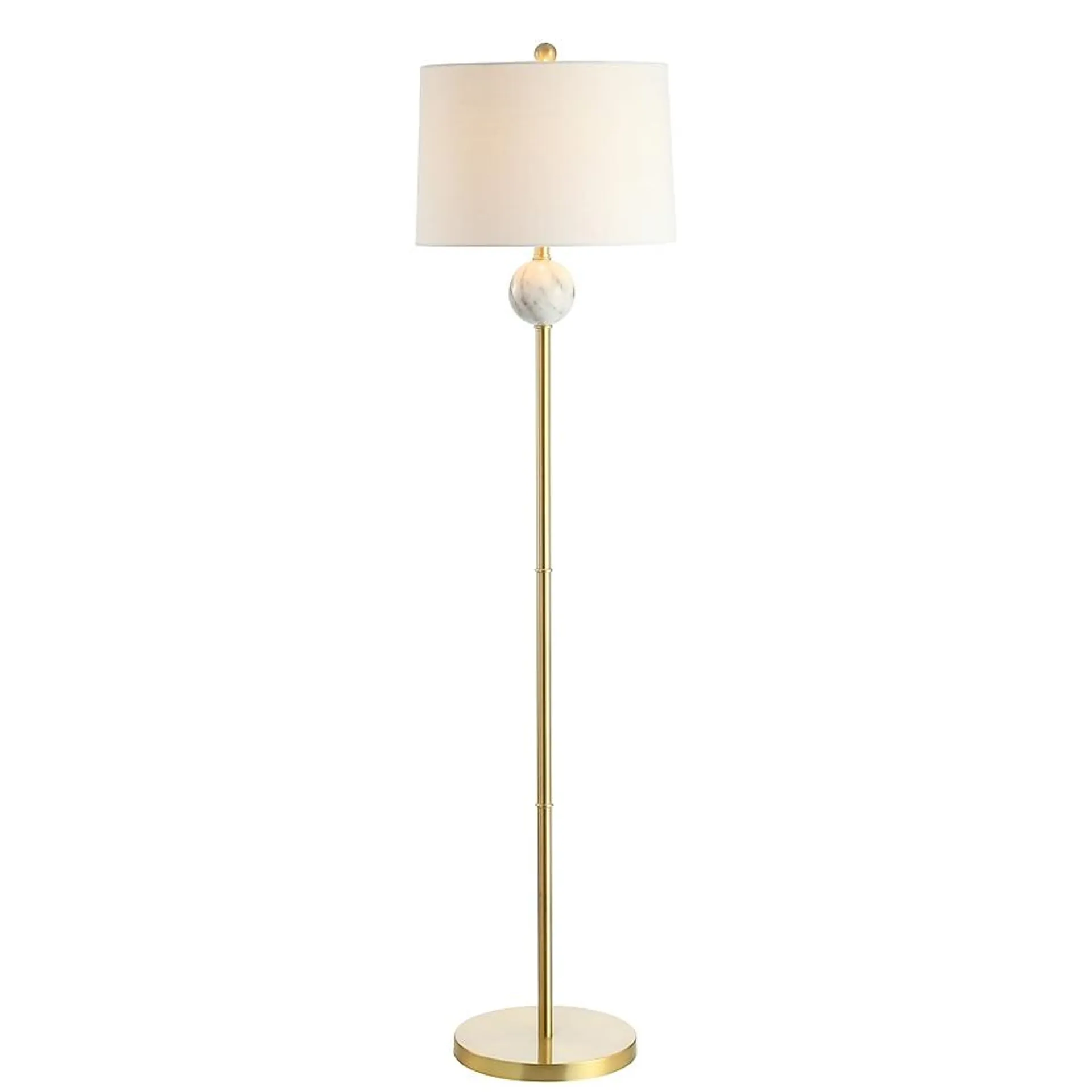 JONATHAN Y Vaughn Metal/Resin Classic Glam 60-in Brass Gold/White Shaded Floor Lamp