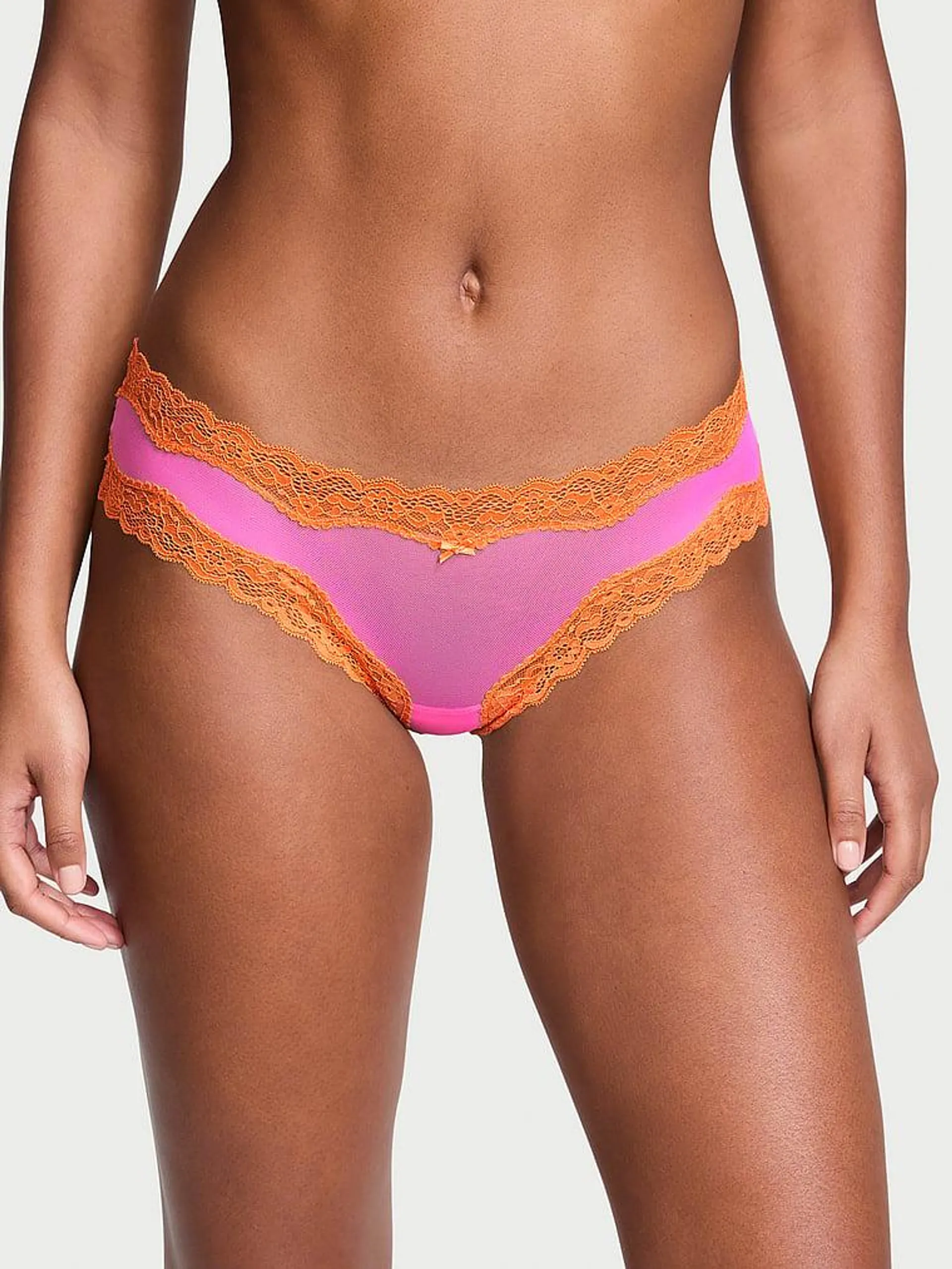 Tease Mesh Lace-Trim Cheeky Panty