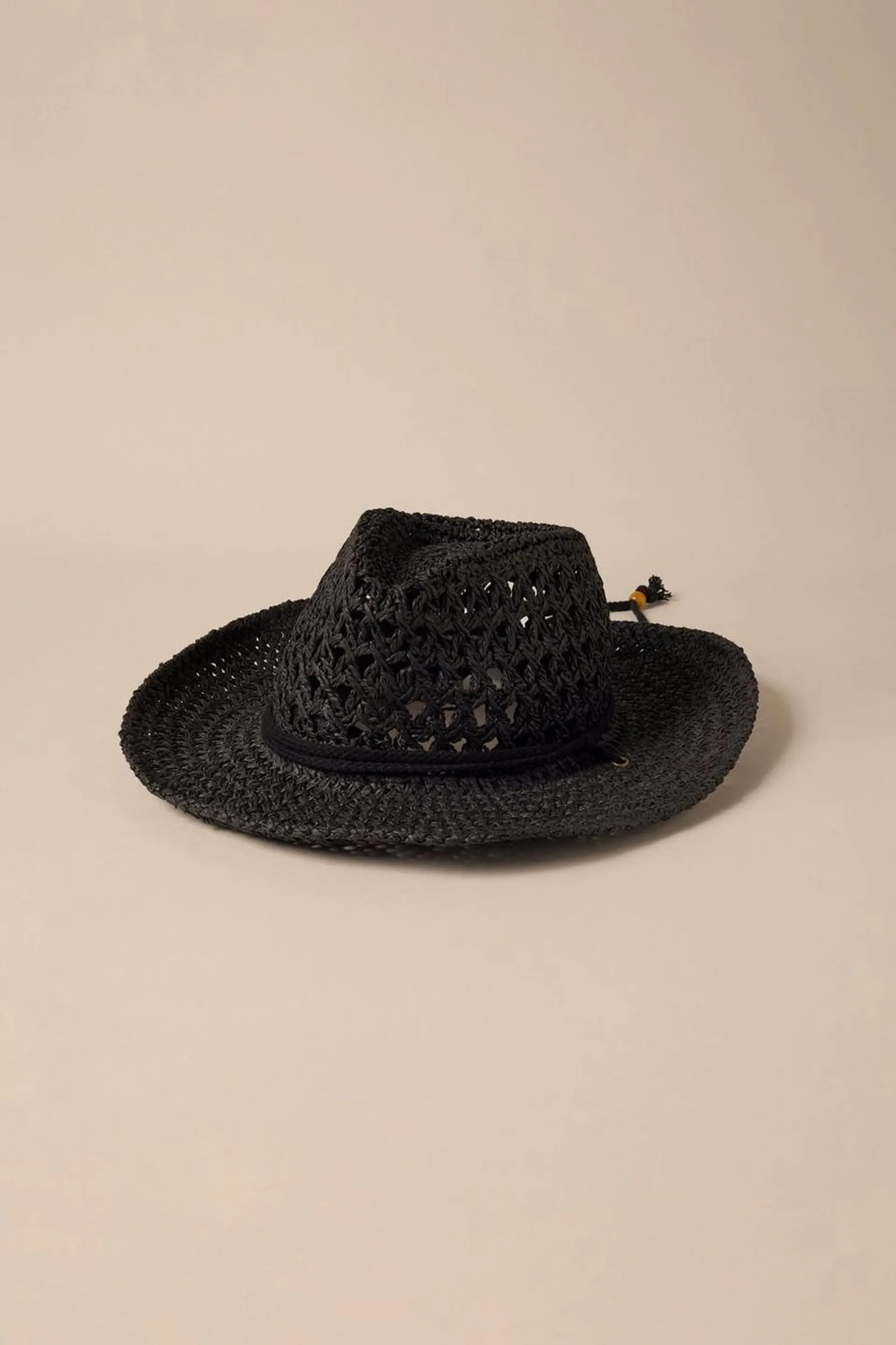 woven cowboy hat with strap