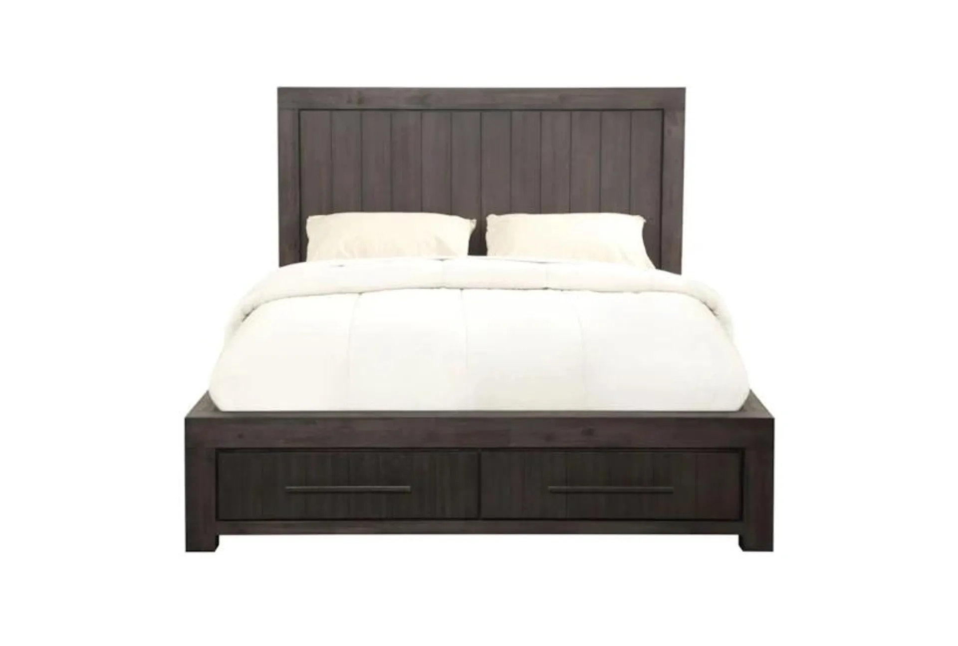 Heath Grey Queen Wood Platform Bed with Footboard Storage