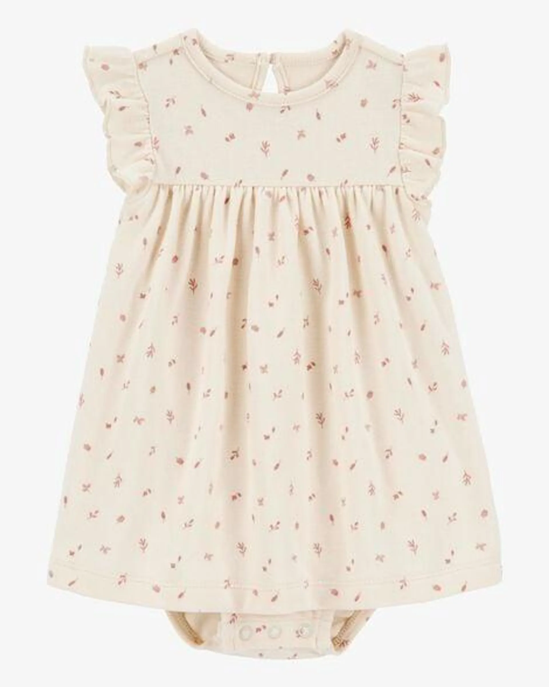 Baby Floral Cotton Blend Dress - Khaki