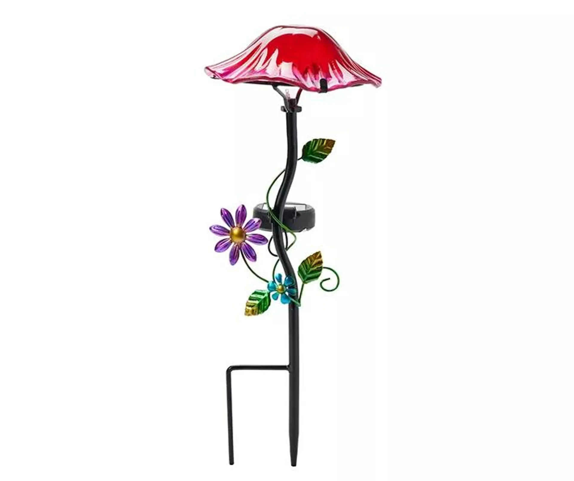 14.1" Pink Mushroom & Flower LED Solar Yard Stake