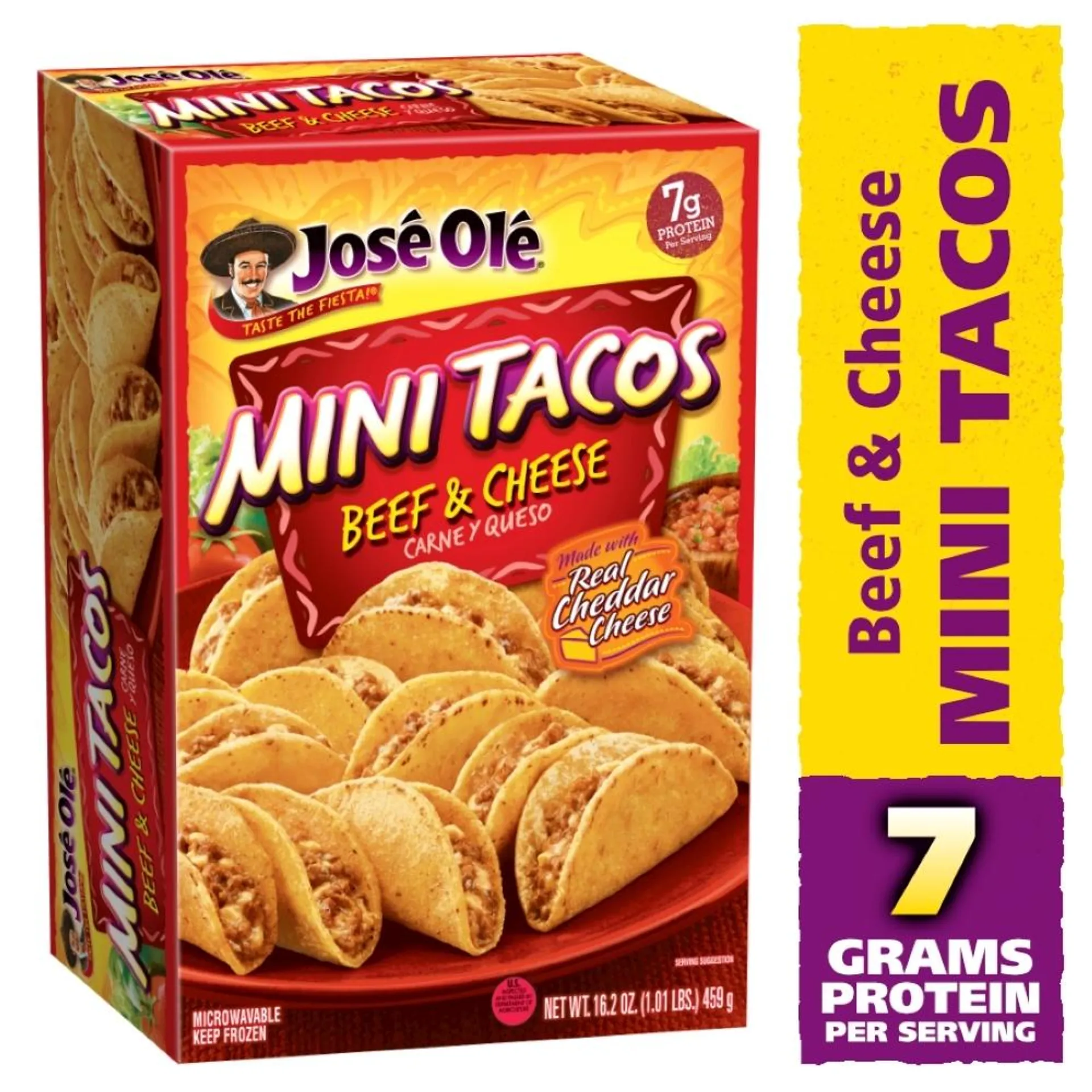 Jose Ole Beef & Cheese Mini Tacos, Frozen Mexican Food, 16.2 oz, 25 Count