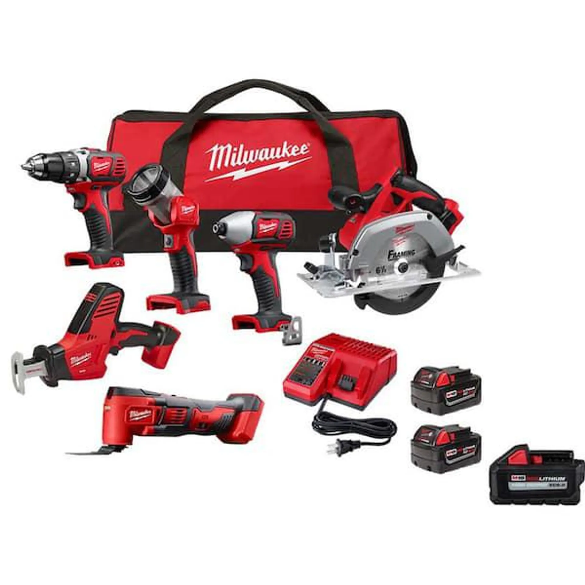 M18 18V Lithium-Ion Cordless Combo Kit (6-Tool) Kit w/(2) 3.0Ah Batteries & 6.0Ah Battery