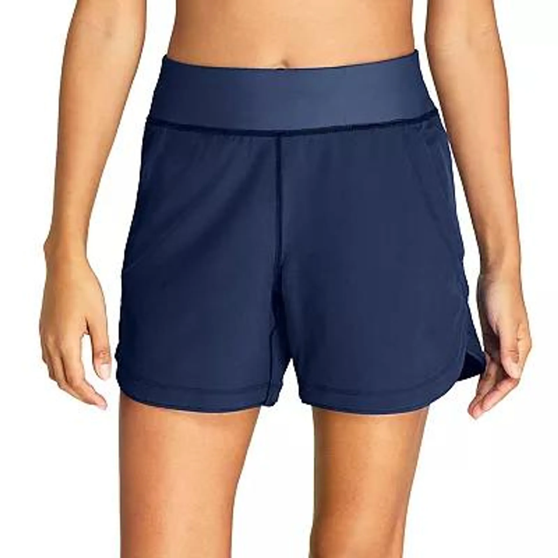 Women's Lands' End 5" Quick Dry Elastic Waist Board Shorts Swim Shorts With Panty