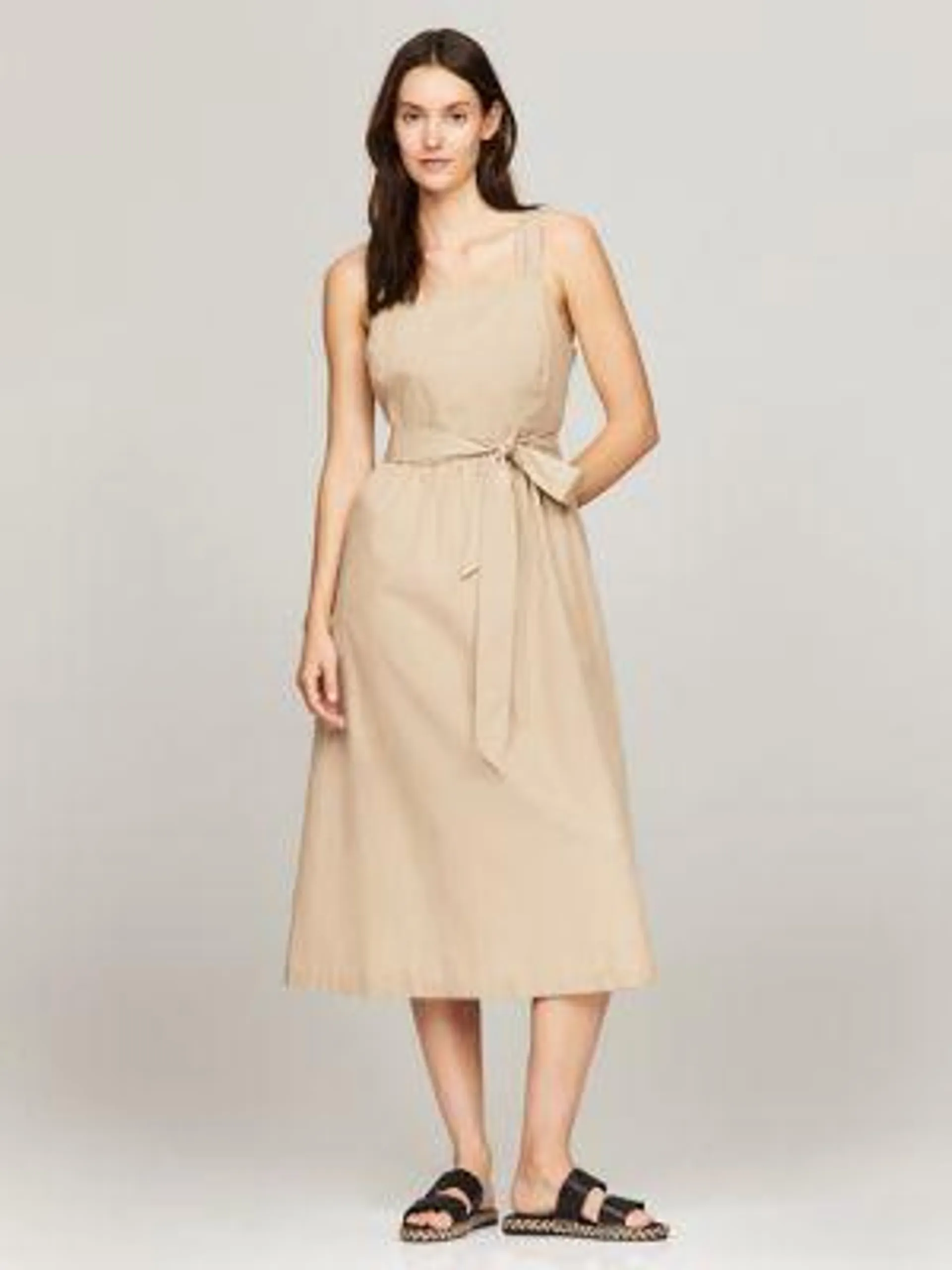 Sleeveless Belted Midi Dress