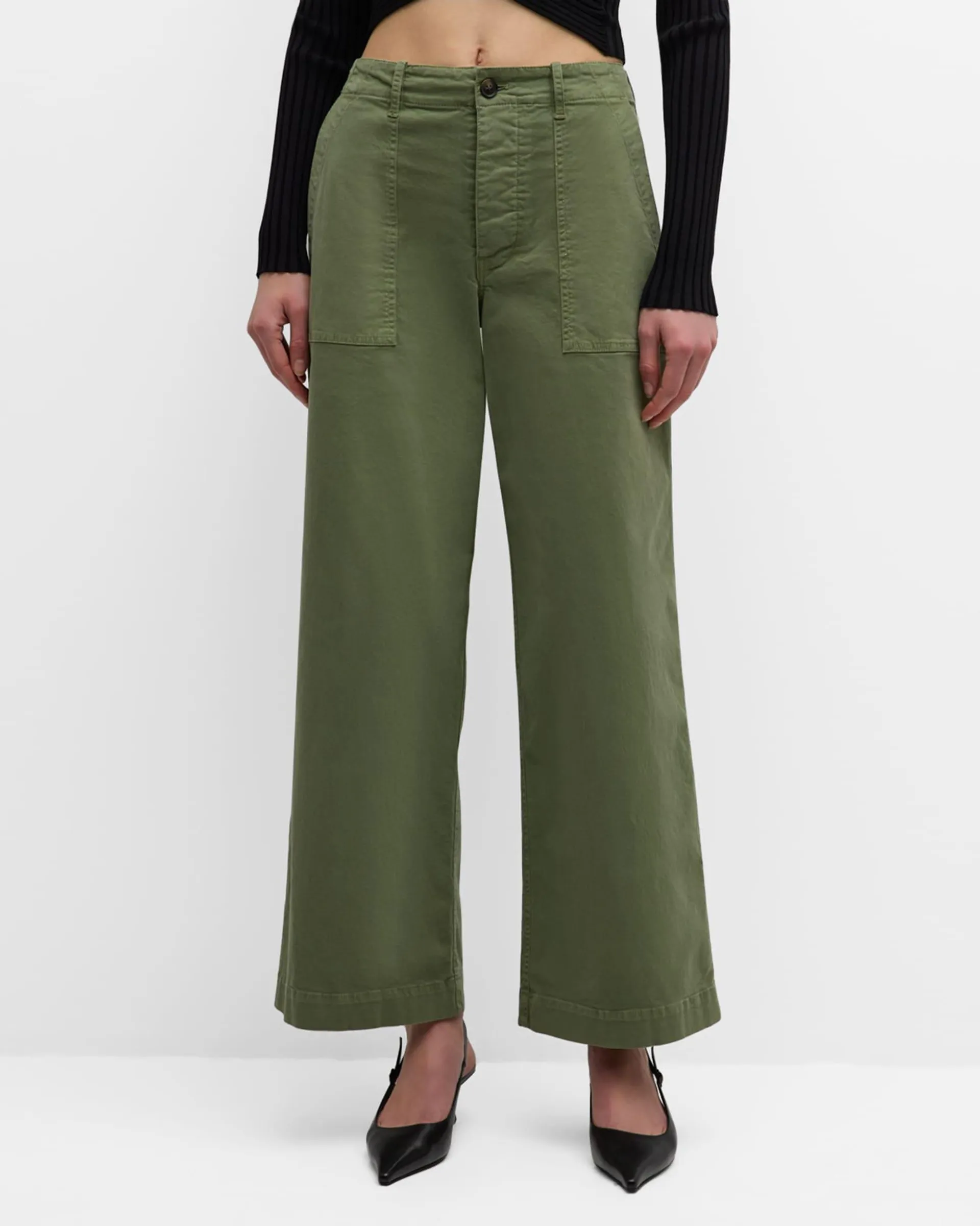 Leon Wide-Leg Brushed Stretch Cotton Boy Pants