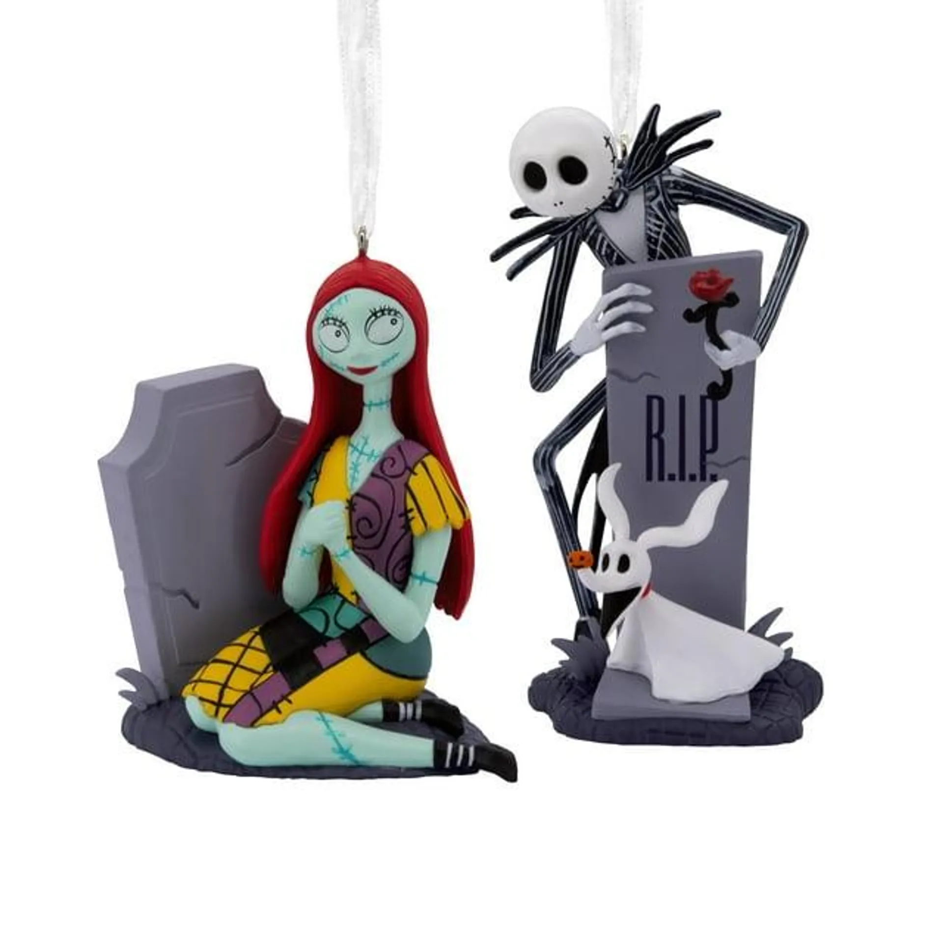 Hallmark The Nightmare Before Christmas Jack and Sally Tombstones Christmas Ornaments, 2, 0.15lbs