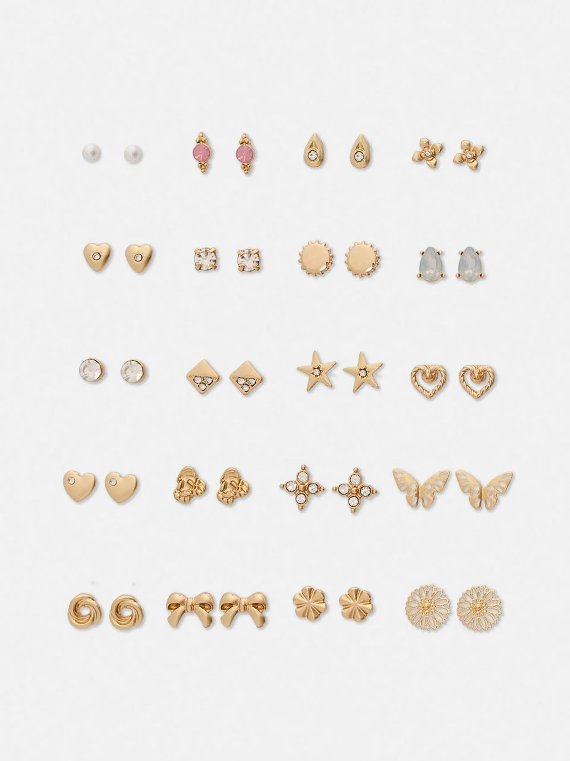 20-Pack Mixed Stud Earrings