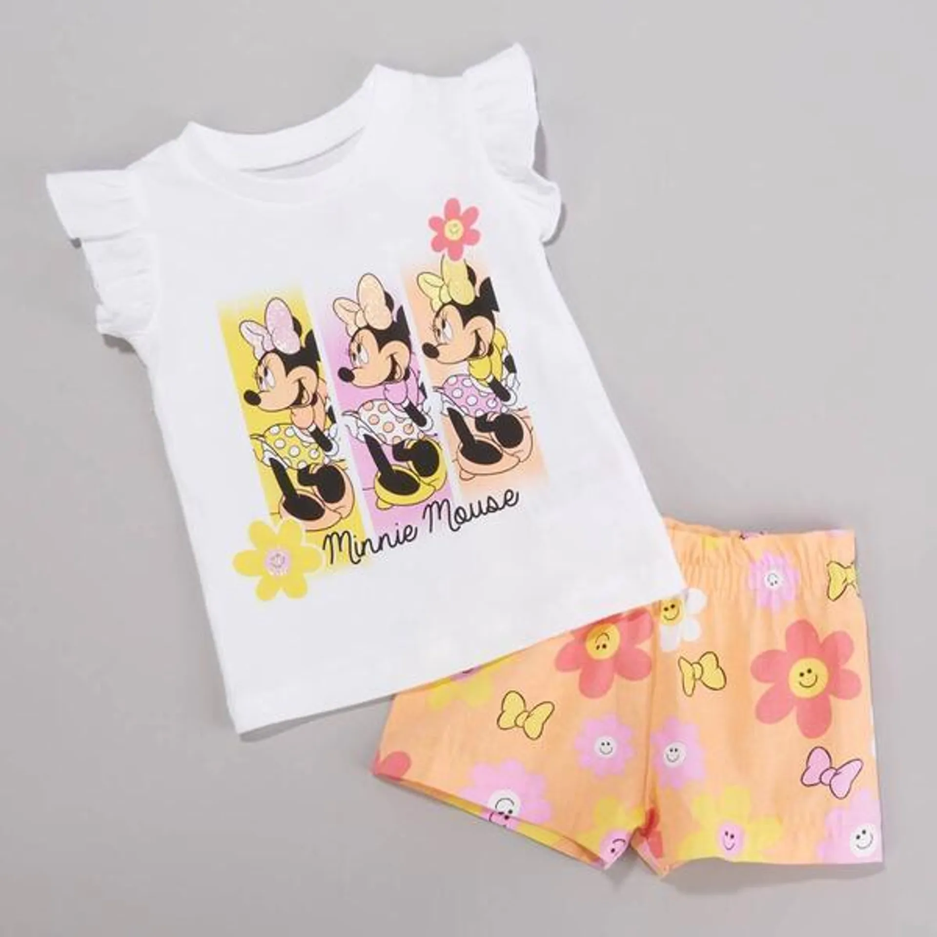 Baby Girl (12-24M) Disney® Minnie Floral Ruffle Top & Shorts Set