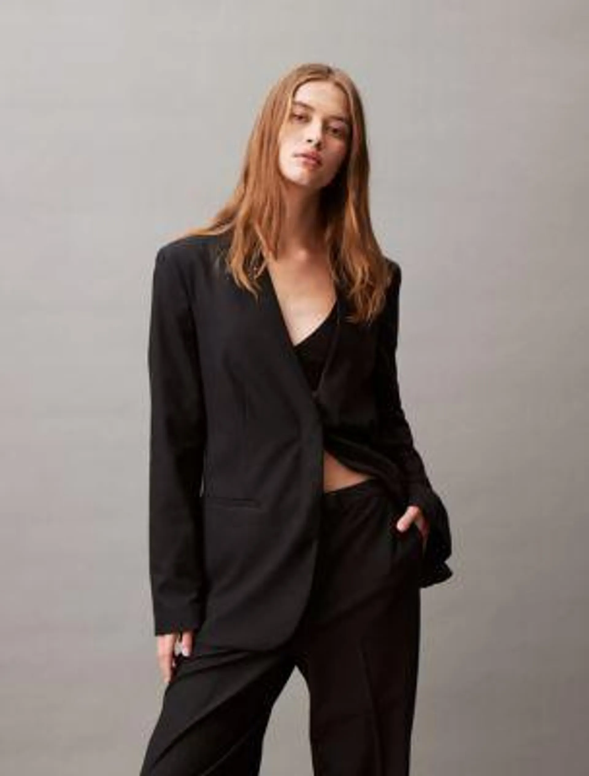 Refined Stretch Collarless Blazer